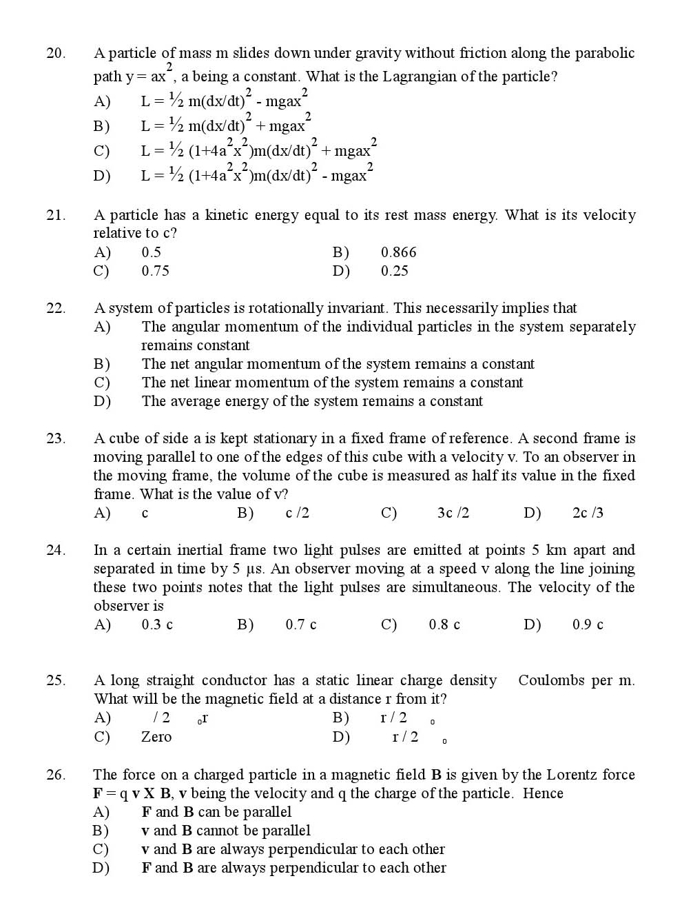 Kerala SET Physics Exam 2013 Question Code 13624 4