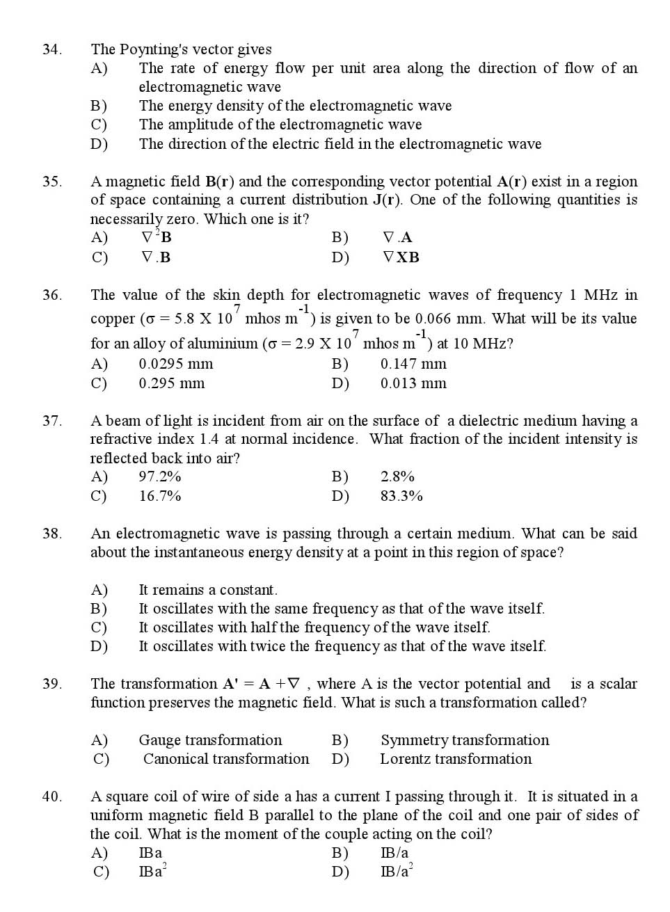 Kerala SET Physics Exam 2013 Question Code 13624 6
