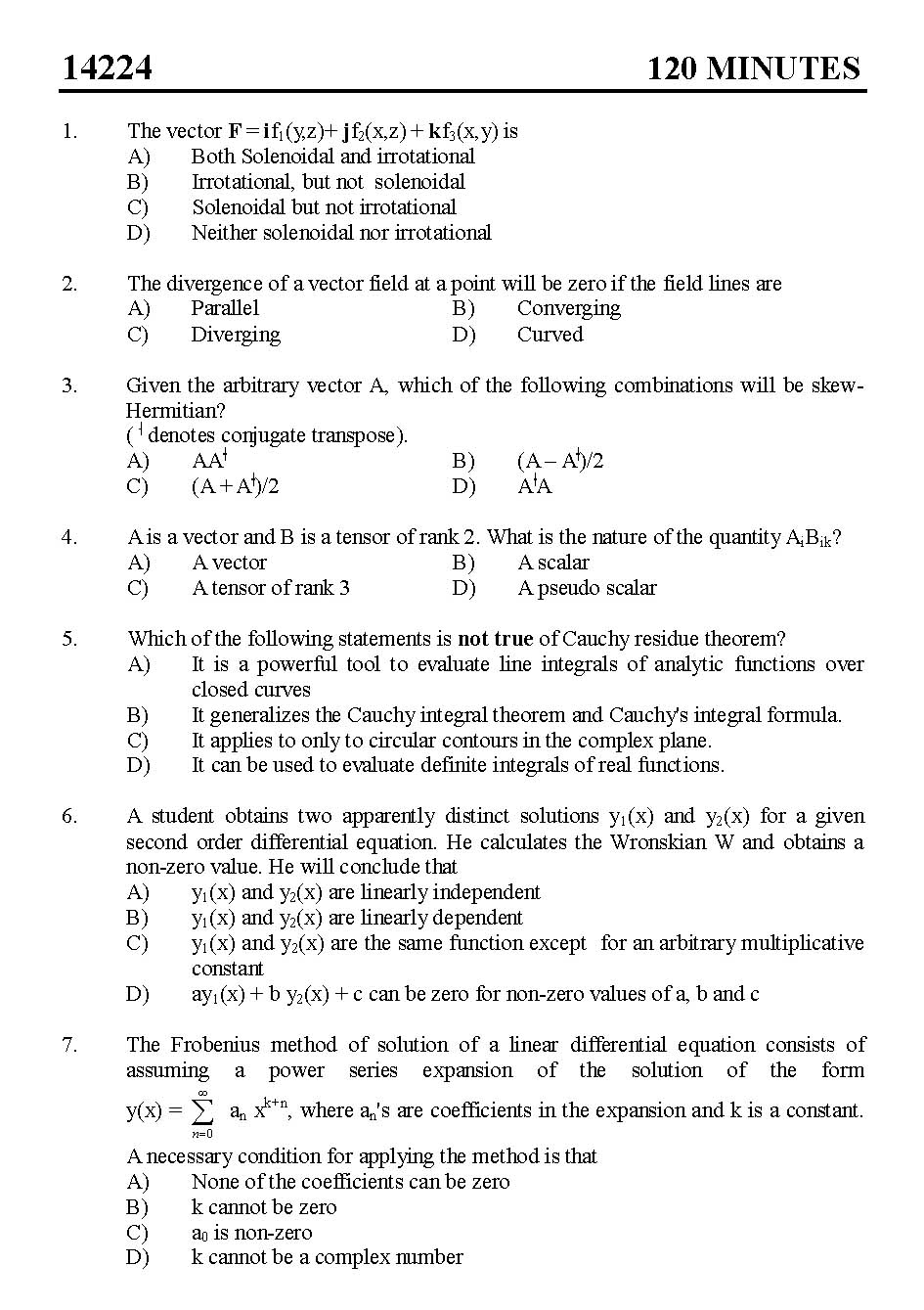 Kerala SET Physics Exam 2014 Question Code 14224 1