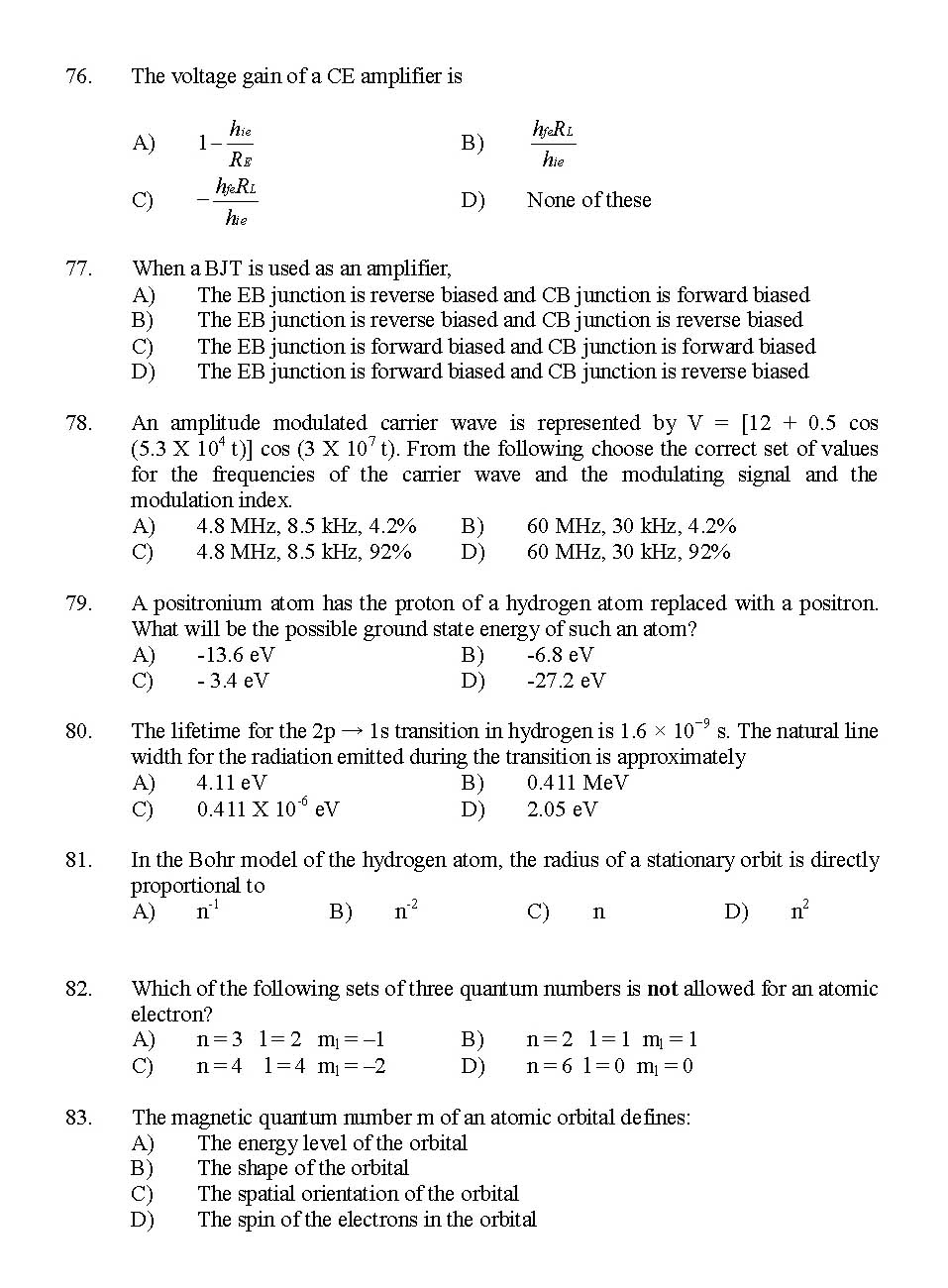 Kerala SET Physics Exam 2014 Question Code 14224 13