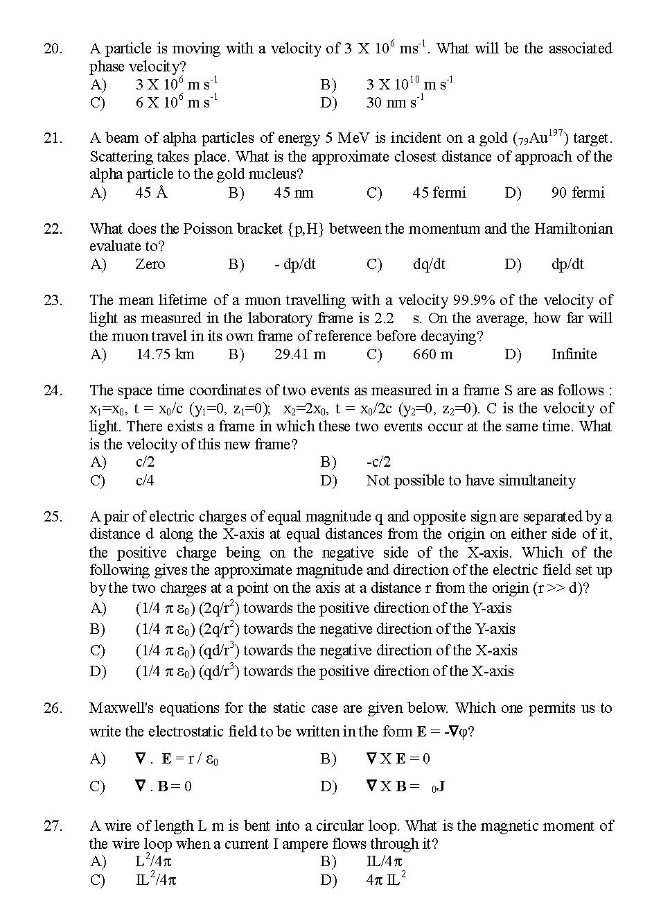 Kerala SET Physics Exam 2014 Question Code 14224 4