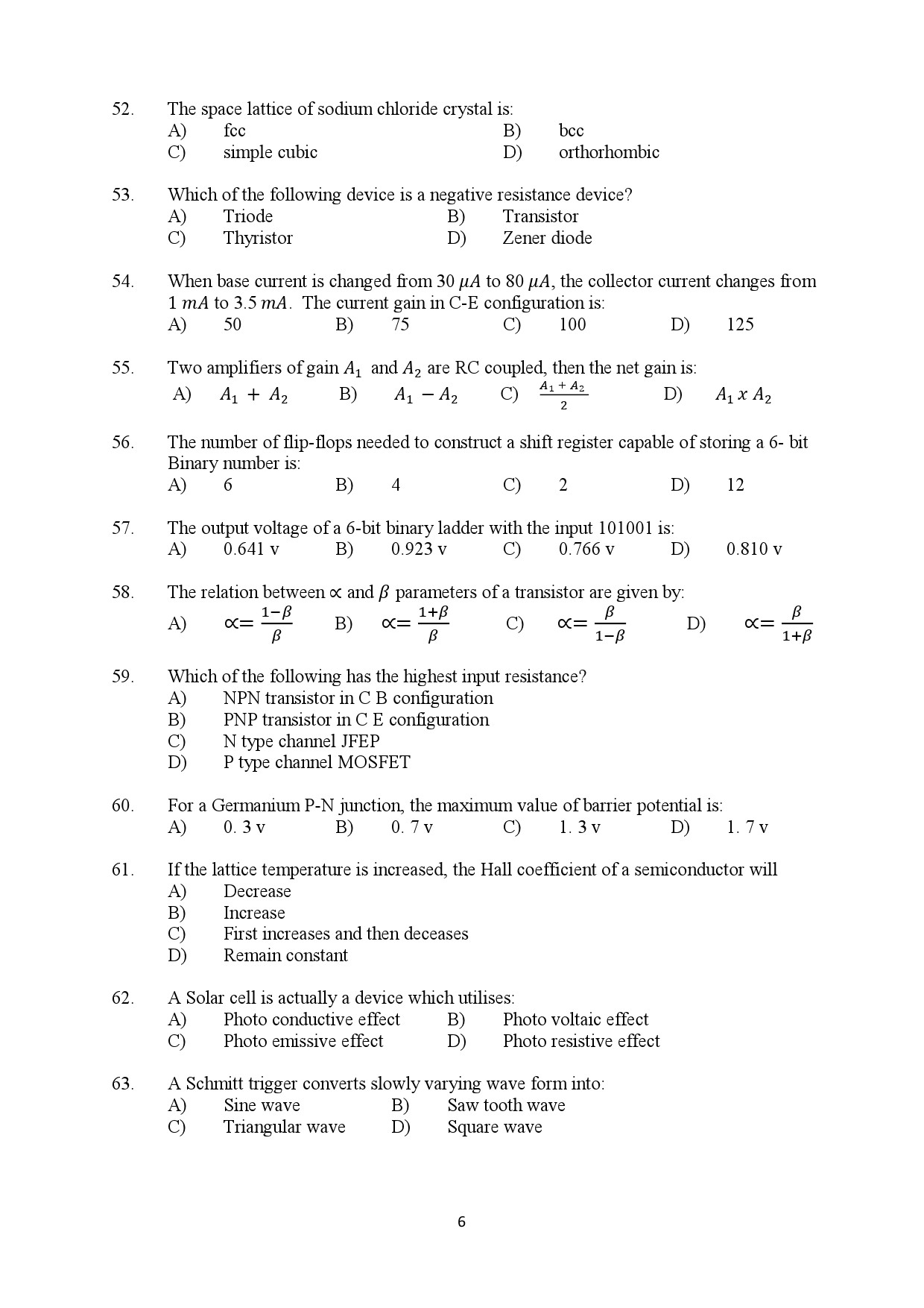 Kerala SET Physics Exam Question Paper February 2018 6
