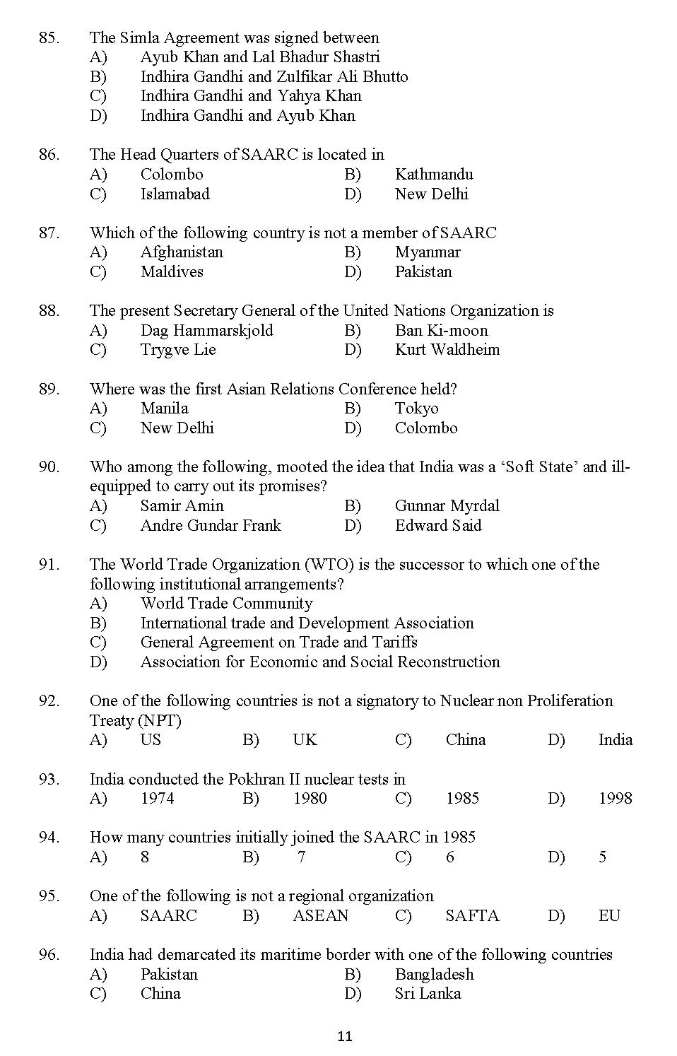 Kerala SET Political Science Exam 2012 Question Code 12925 11