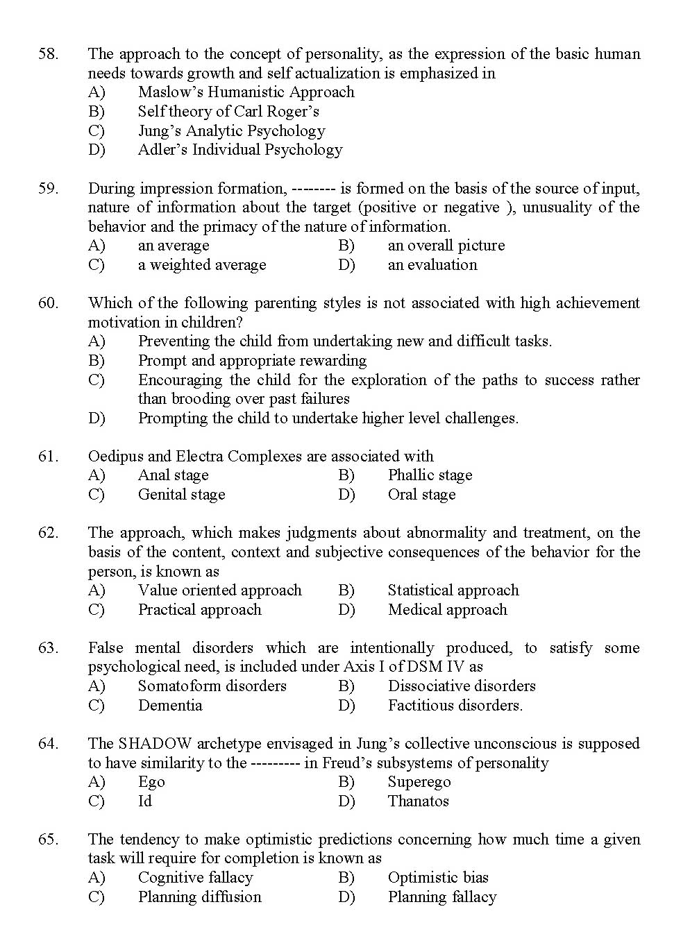 Kerala SET Psychology Exam 2012 Question Code 12926 7