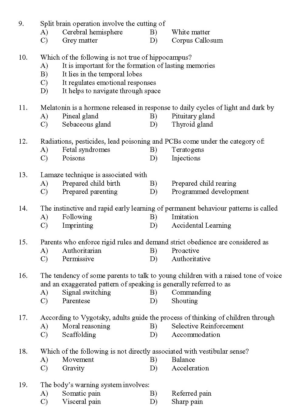 Kerala SET Psychology Exam 2013 Question Code 13626 2