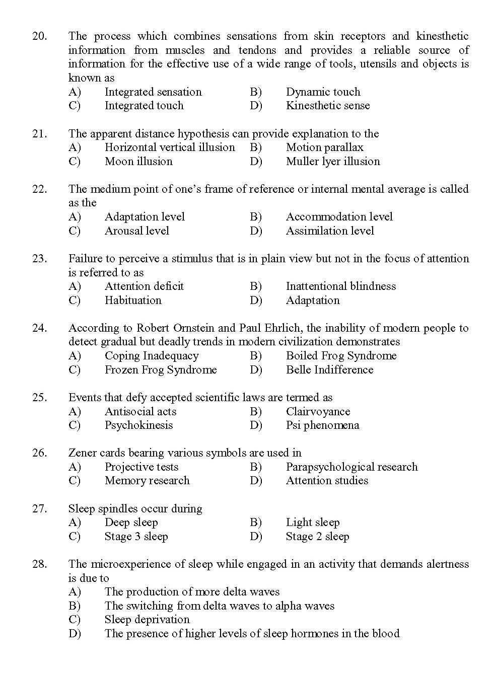 Kerala SET Psychology Exam 2013 Question Code 13626 3