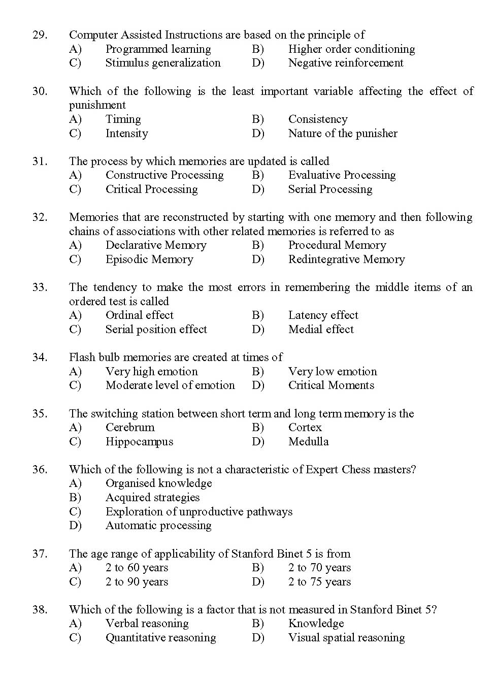 Kerala SET Psychology Exam 2013 Question Code 13626 4
