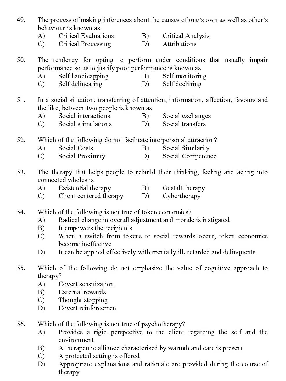 Kerala SET Psychology Exam 2013 Question Code 13626 6
