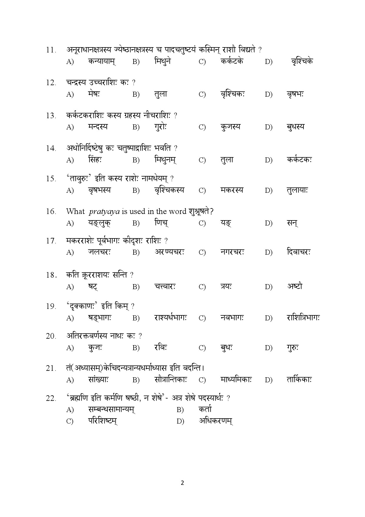Kerala SET Sanskrit Exam Question Paper February 2020 2