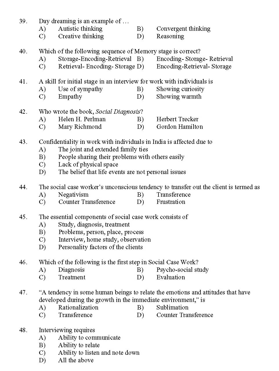 Kerala SET Social Work Exam 2011 Question Code 91129 5