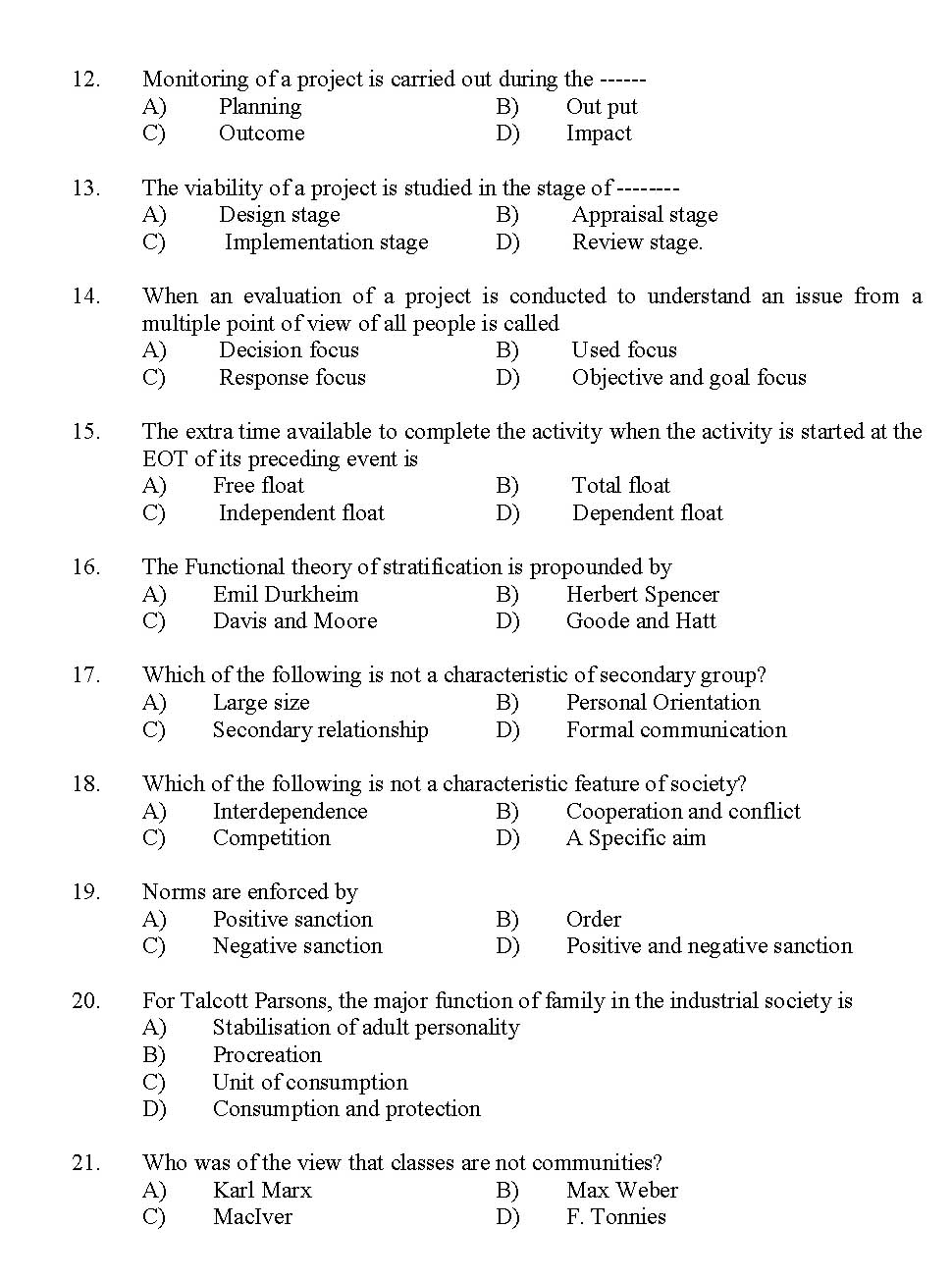 Kerala SET Social Work Exam 2012 Question Code 12929 2