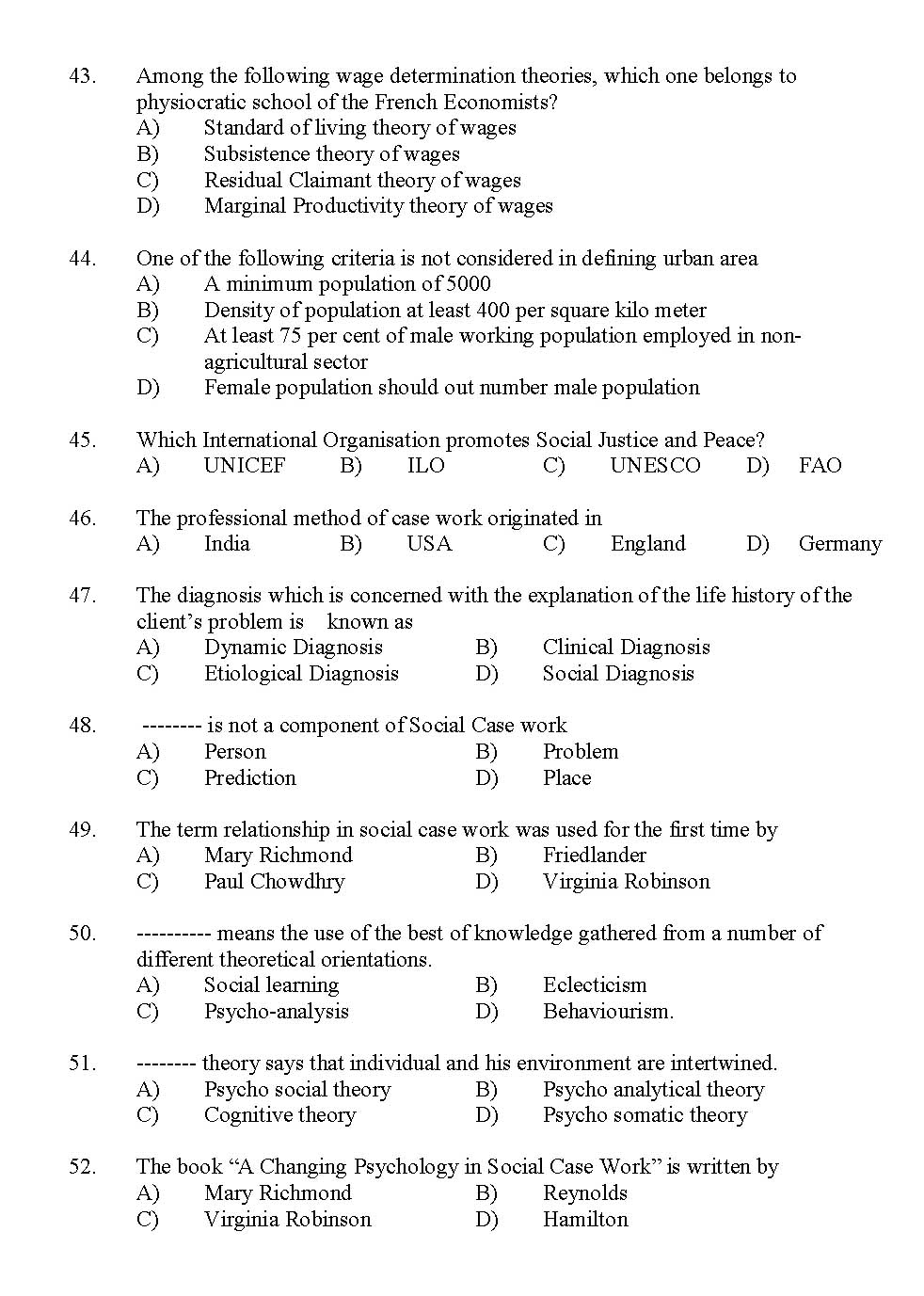 Kerala SET Social Work Exam 2012 Question Code 12929 5