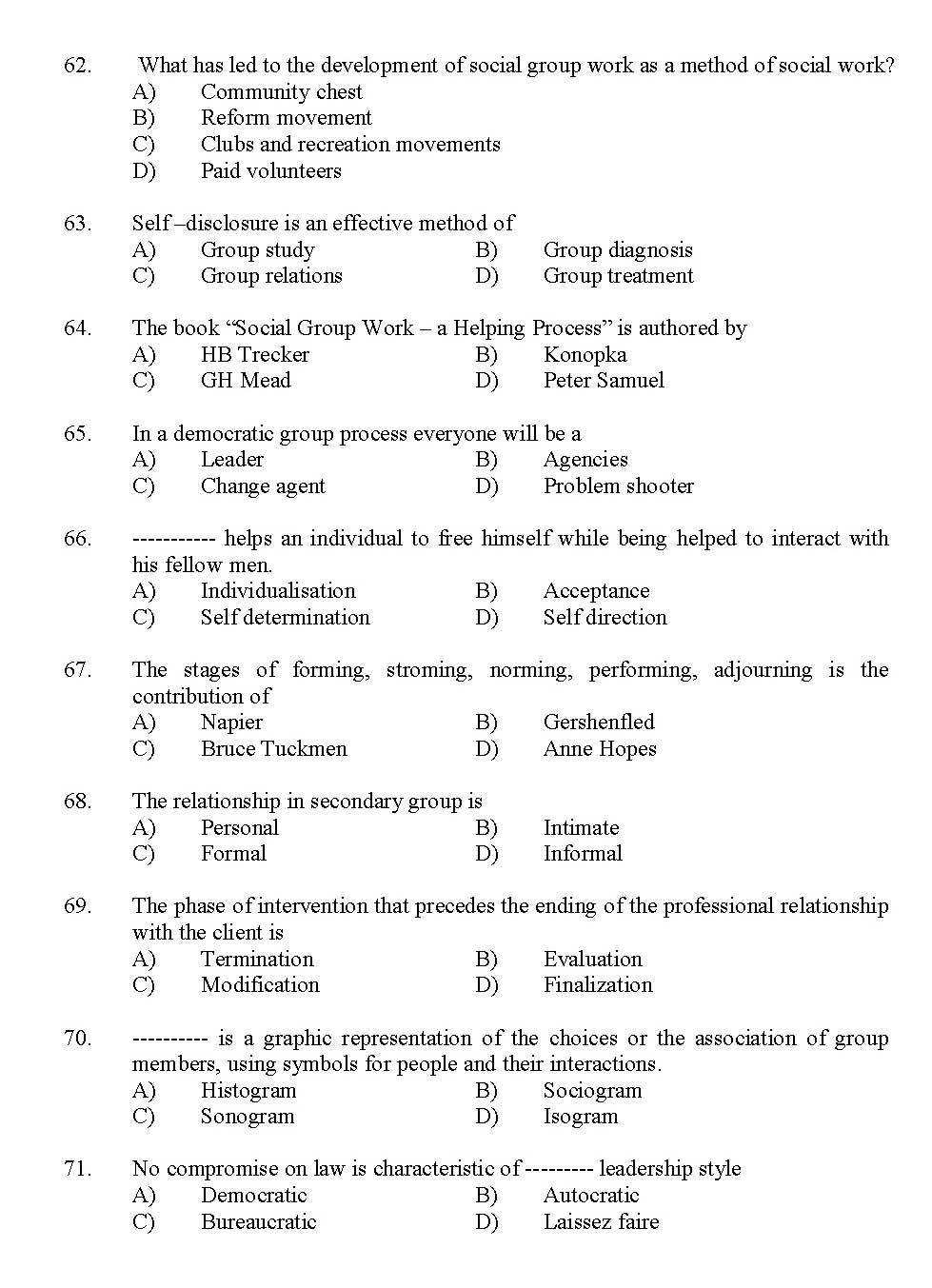 Kerala SET Social Work Exam 2012 Question Code 12929 7