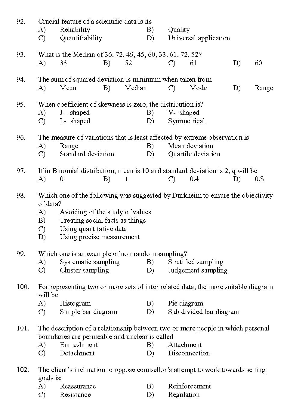 Kerala SET Social Work Exam 2013 Question Code 13629 10