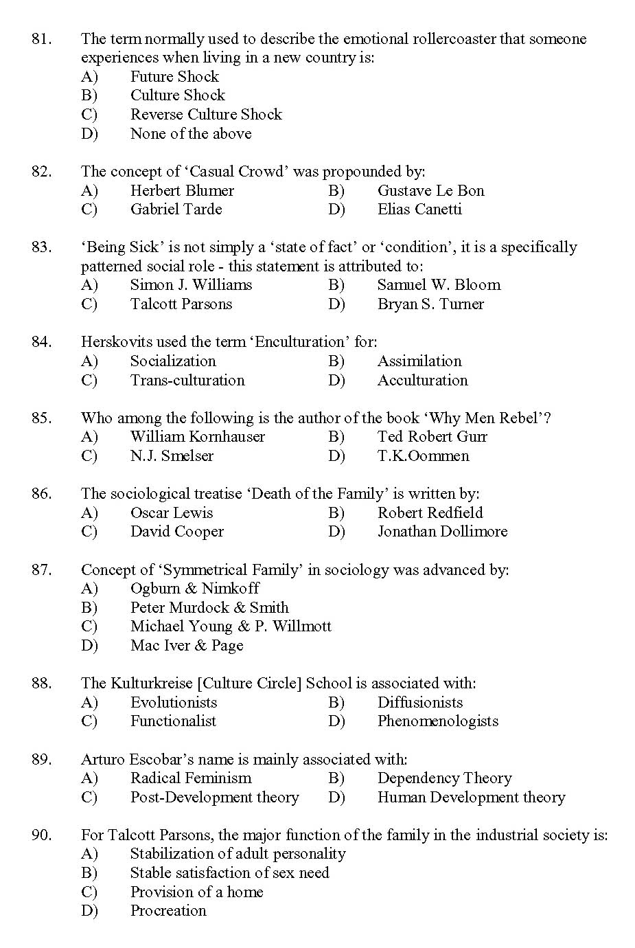 Kerala SET Sociology Exam 2013 Question Code 13630 9