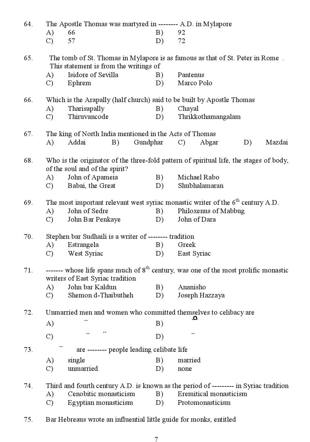 Kerala SET Syriac Exam 2013 Question Code 13632 7
