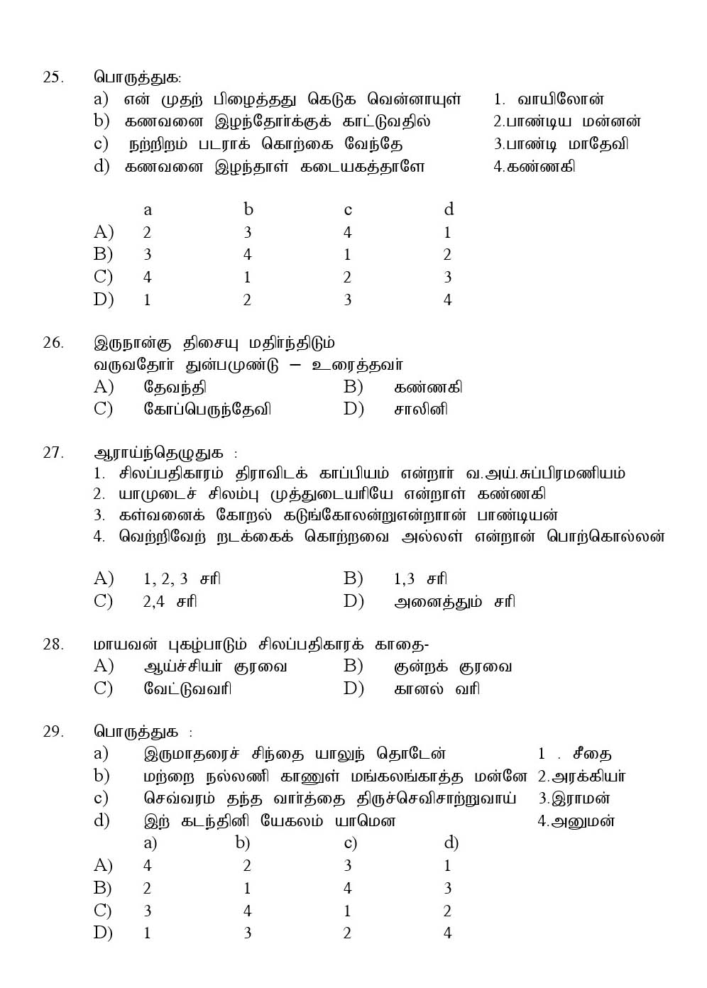 Kerala SET Tamil Exam 2016 Question Code 16633 A 5