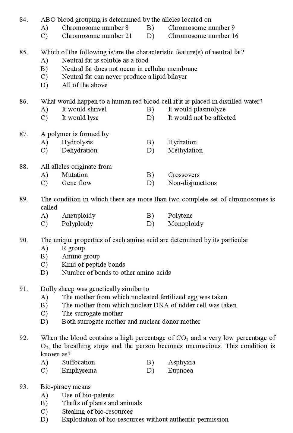 Kerala SET Zoology Exam 2013 Question Code 13635 10