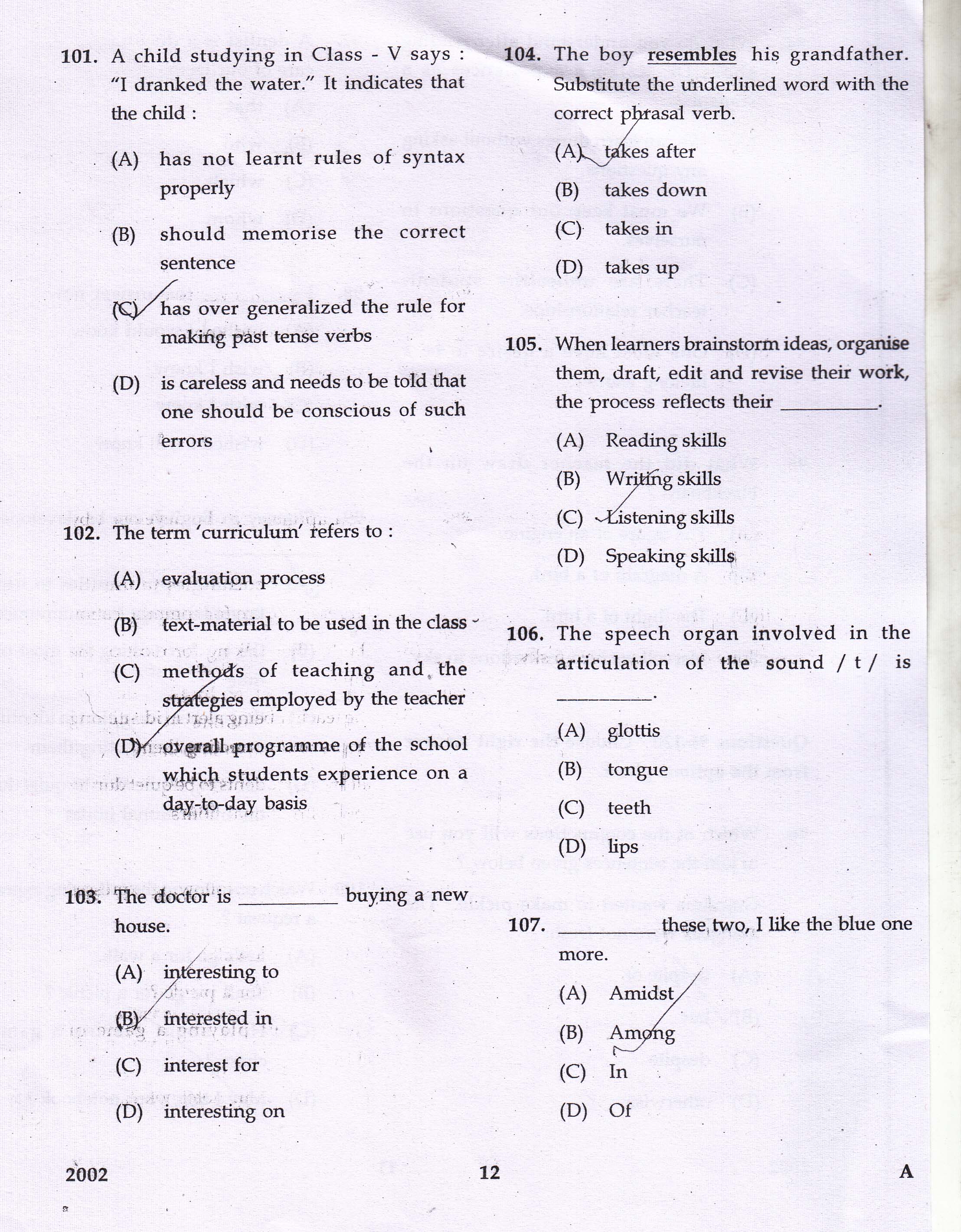 KTET Category II Part 2 English Question Paper with Answers December 2017 3