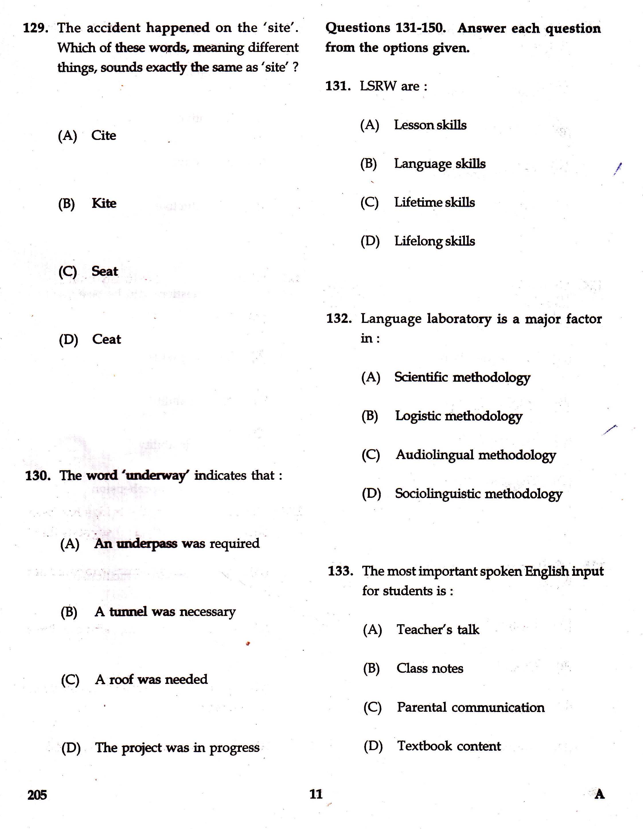 KTET Category II Part 3 English Question Paper with Answers August 2017 3
