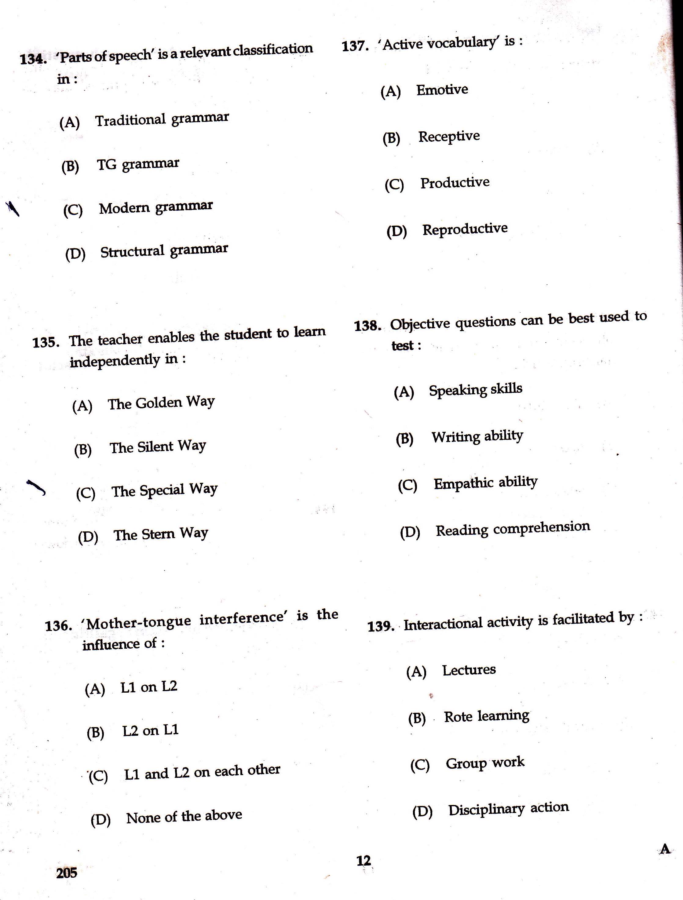 KTET Category II Part 3 English Question Paper with Answers August 2017 4