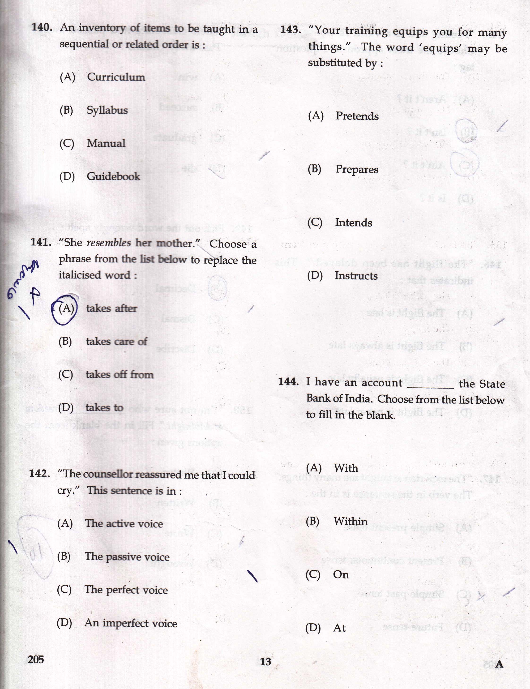 KTET Category II Part 3 English Question Paper with Answers August 2017 5