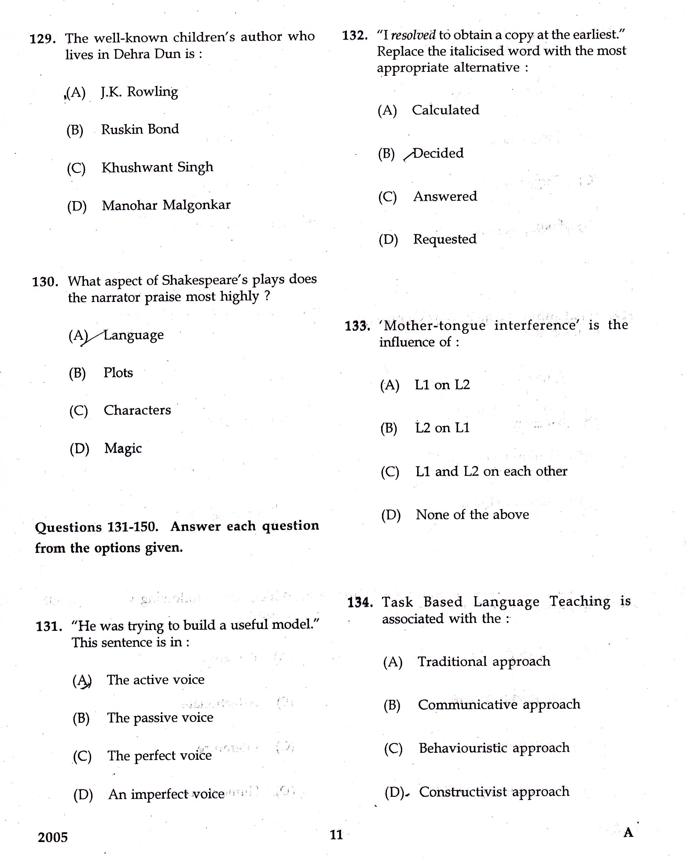 KTET Category II Part 3 English Question Paper with Answers December 2017 3