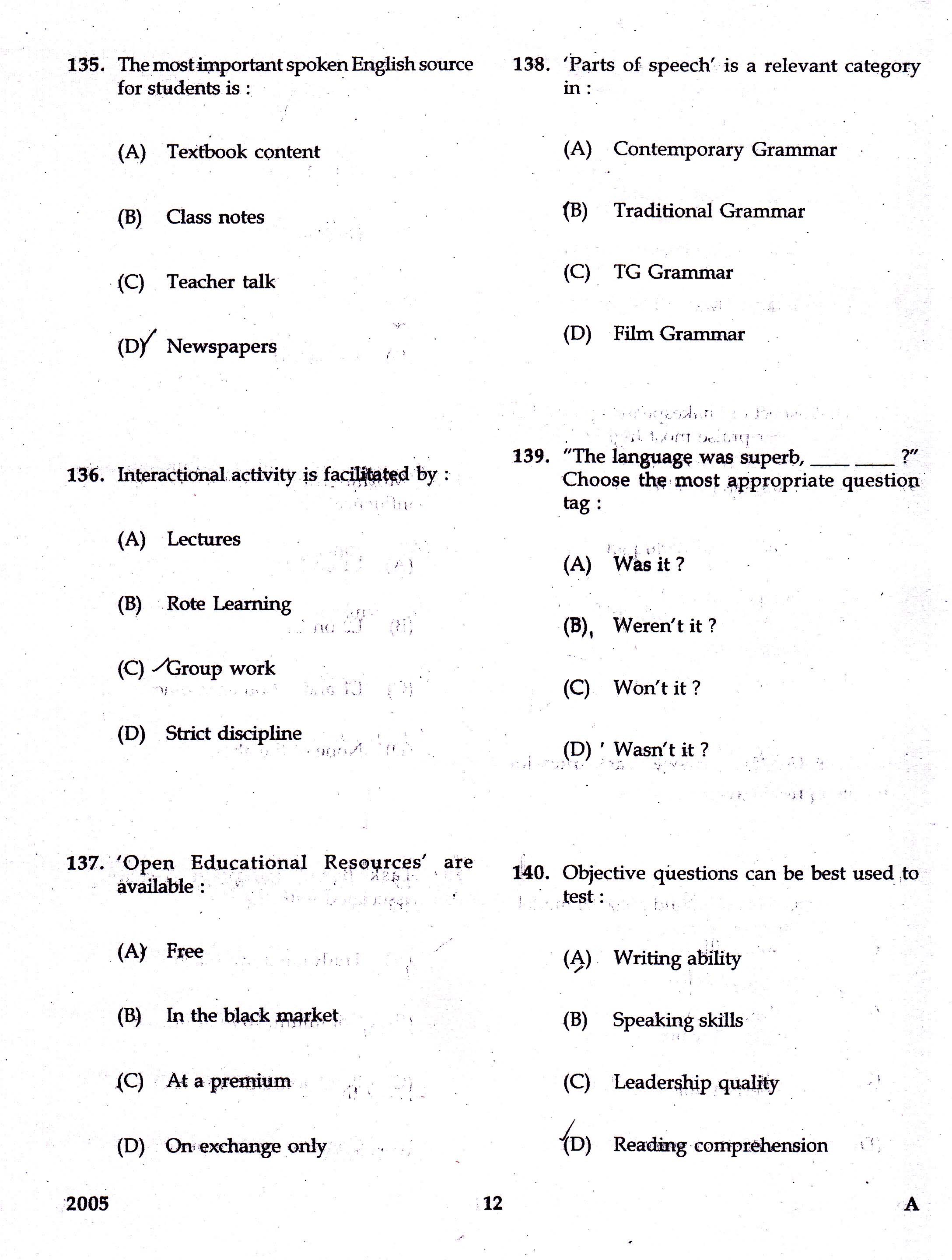 KTET Category II Part 3 English Question Paper with Answers December 2017 4