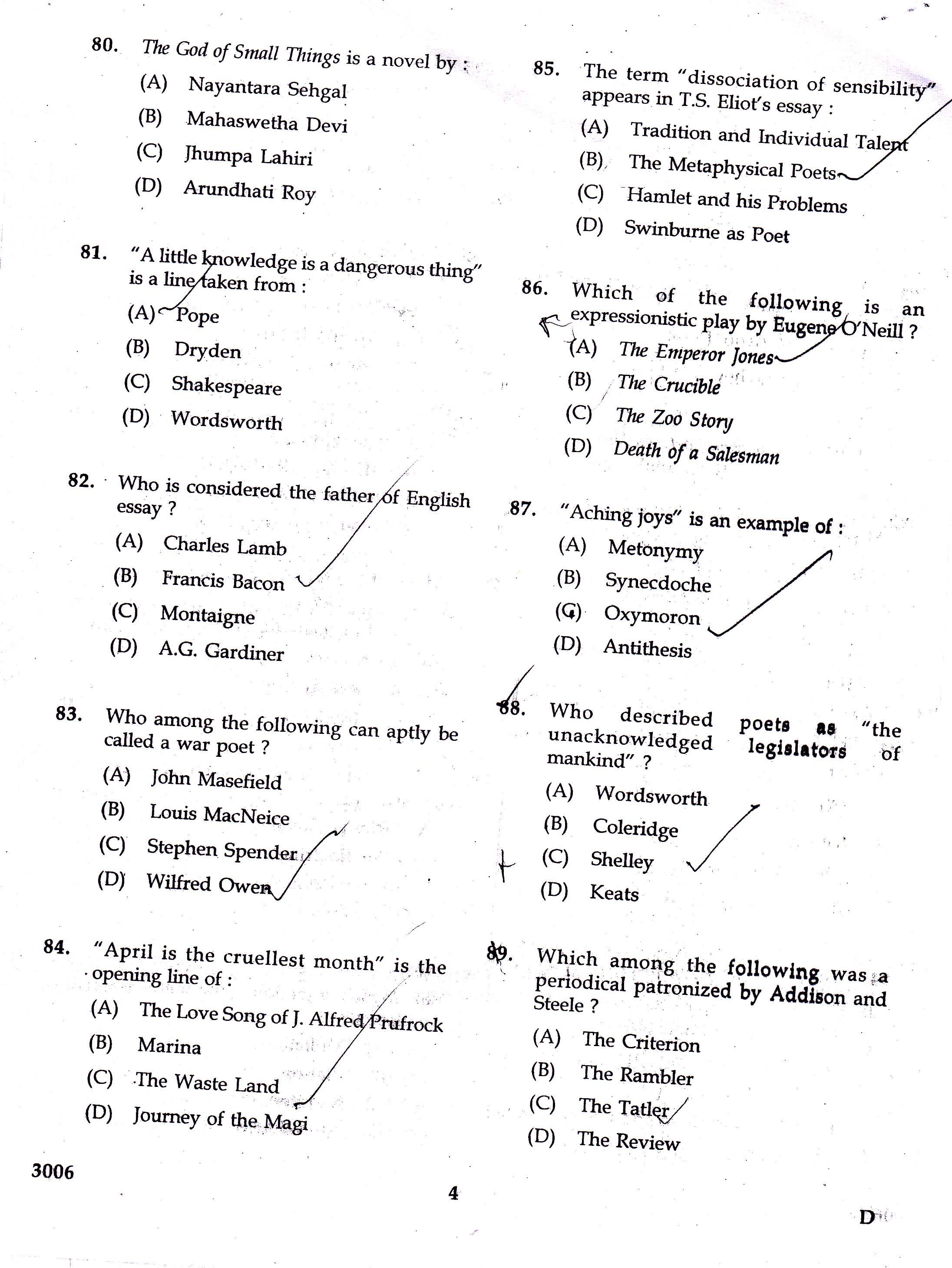 KTET Category III Part 3 English Question Paper with Answers 2017 2