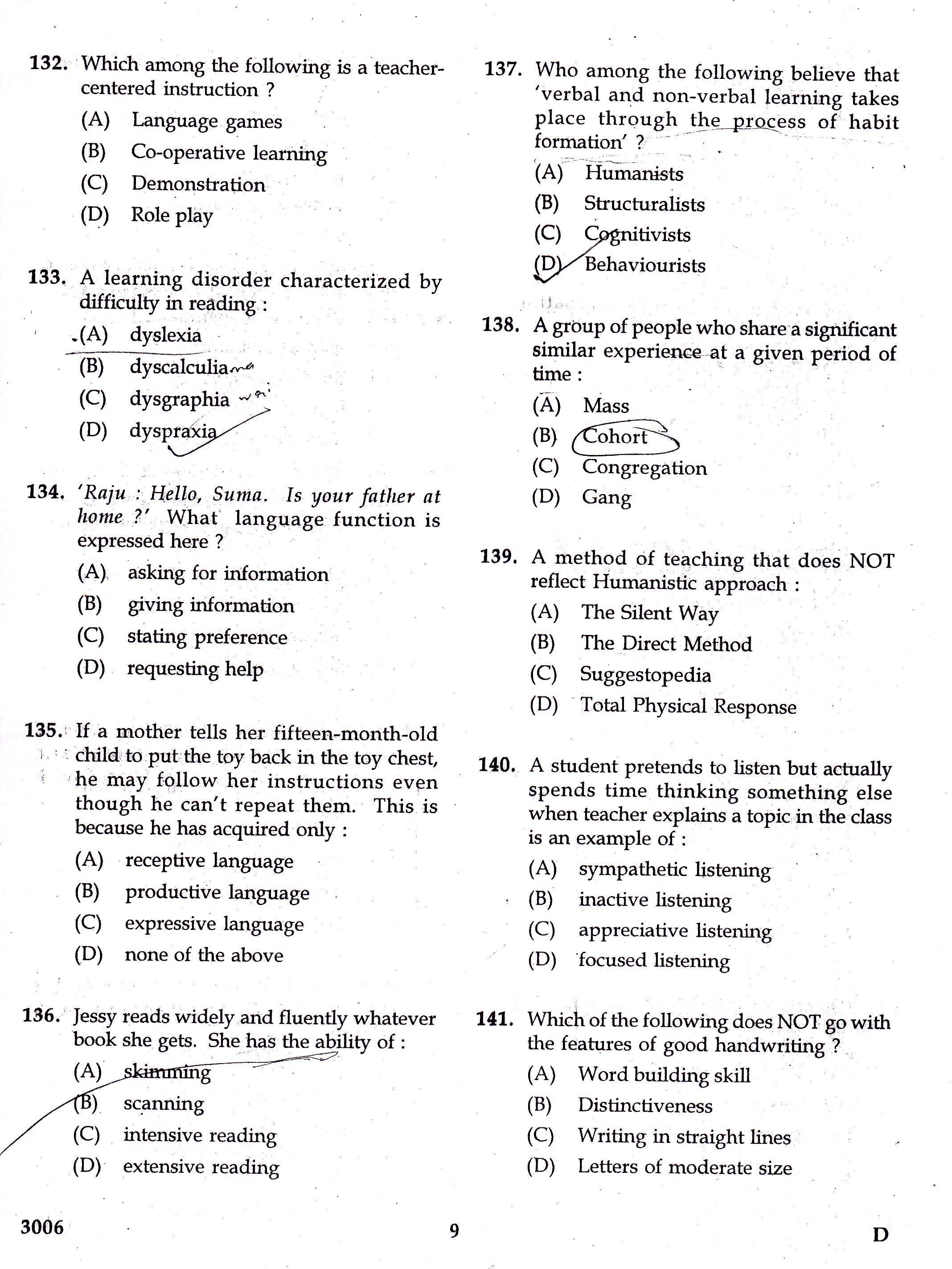 KTET Category III Part 3 English Question Paper with Answers 2017 7