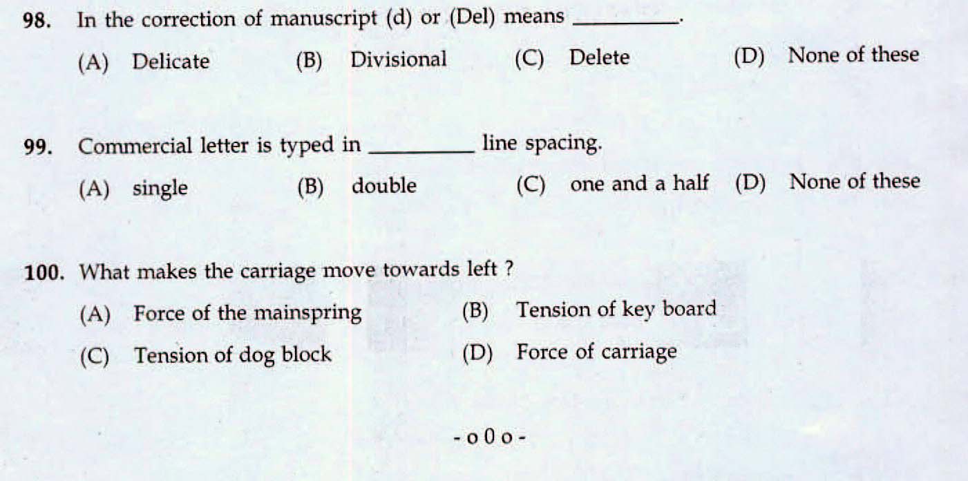 Kerala LD Typist Exam 2015 Question Paper Code 1662015 12