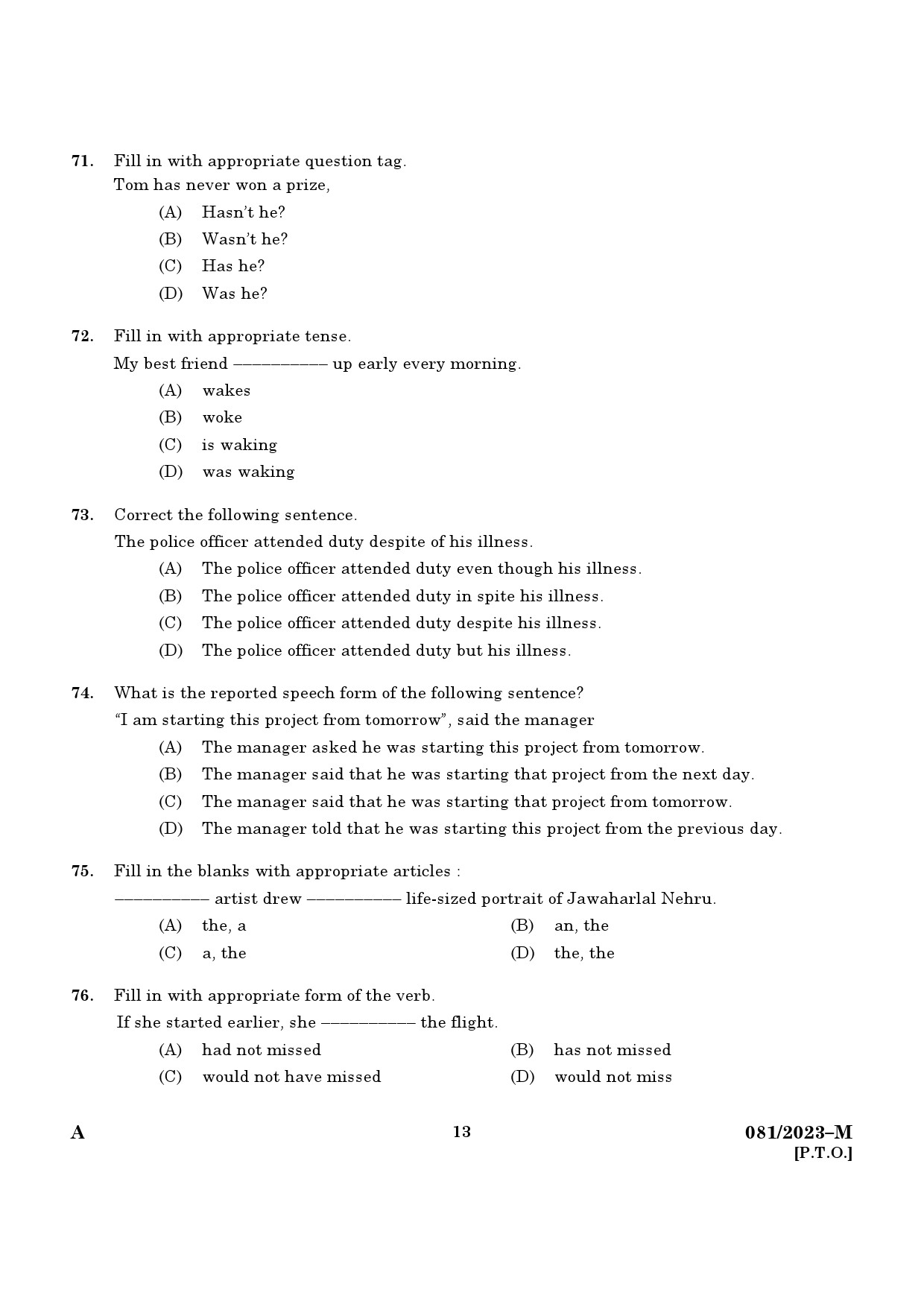 KPSC Clerk Typist Malayalam Exam 2023 Code 0812023 M 11