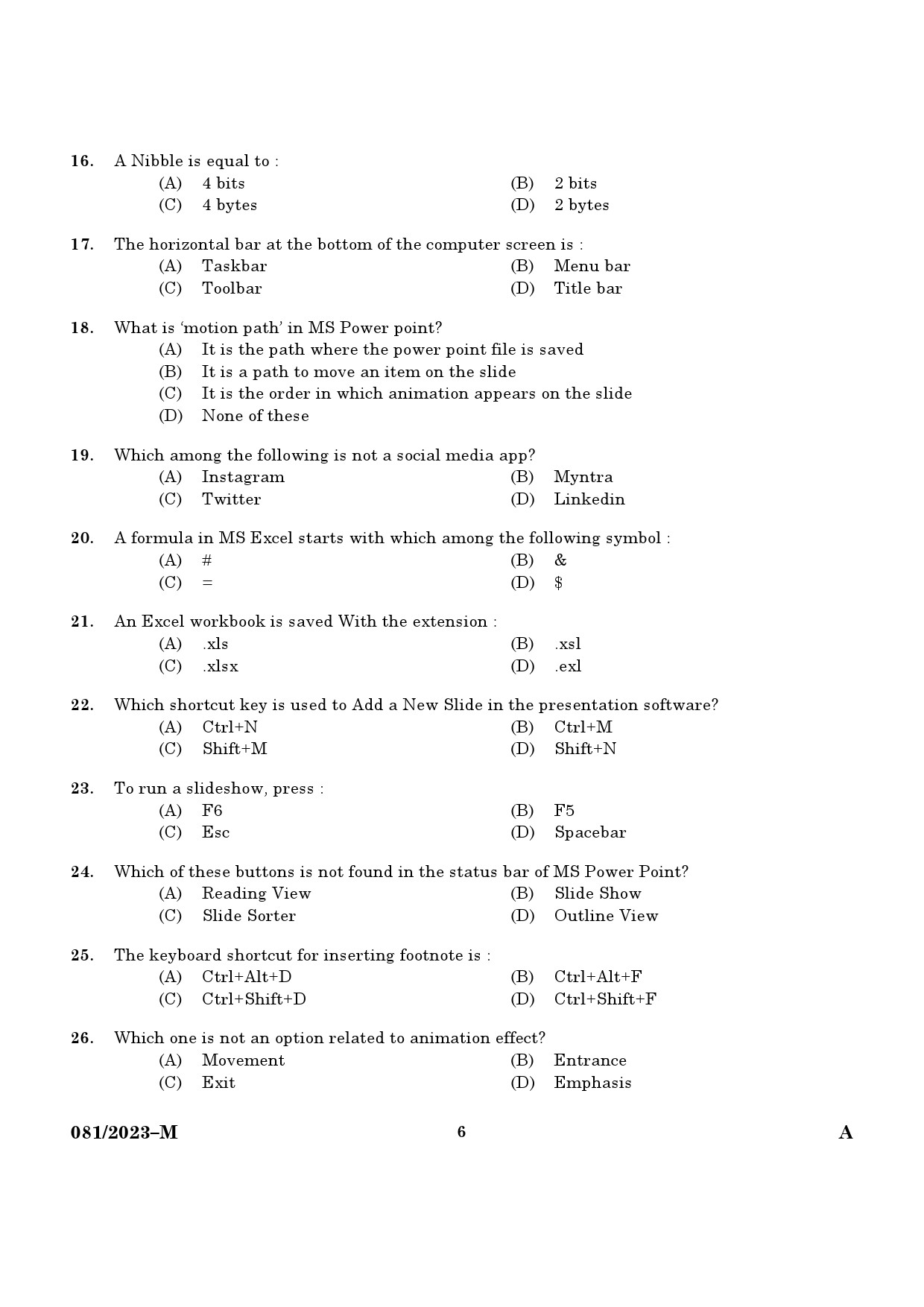 KPSC Clerk Typist Malayalam Exam 2023 Code 0812023 M 4