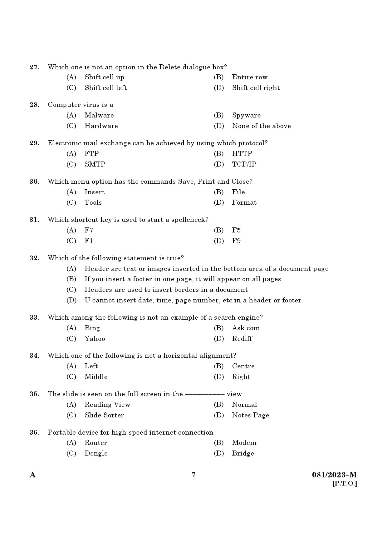 KPSC Clerk Typist Malayalam Exam 2023 Code 0812023 M 5