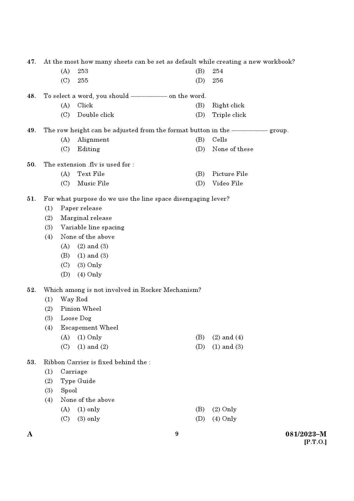 KPSC Clerk Typist Malayalam Exam 2023 Code 0812023 M 7