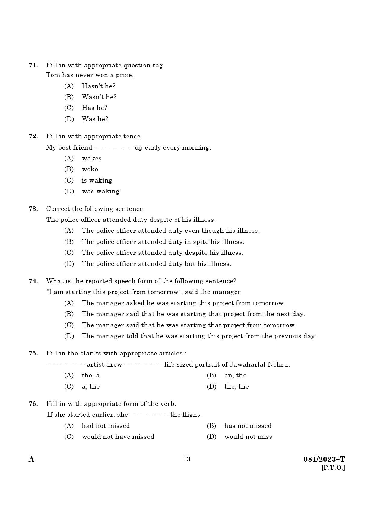 KPSC Clerk Typist Tamil Exam 2023 Code 0812023 T 11
