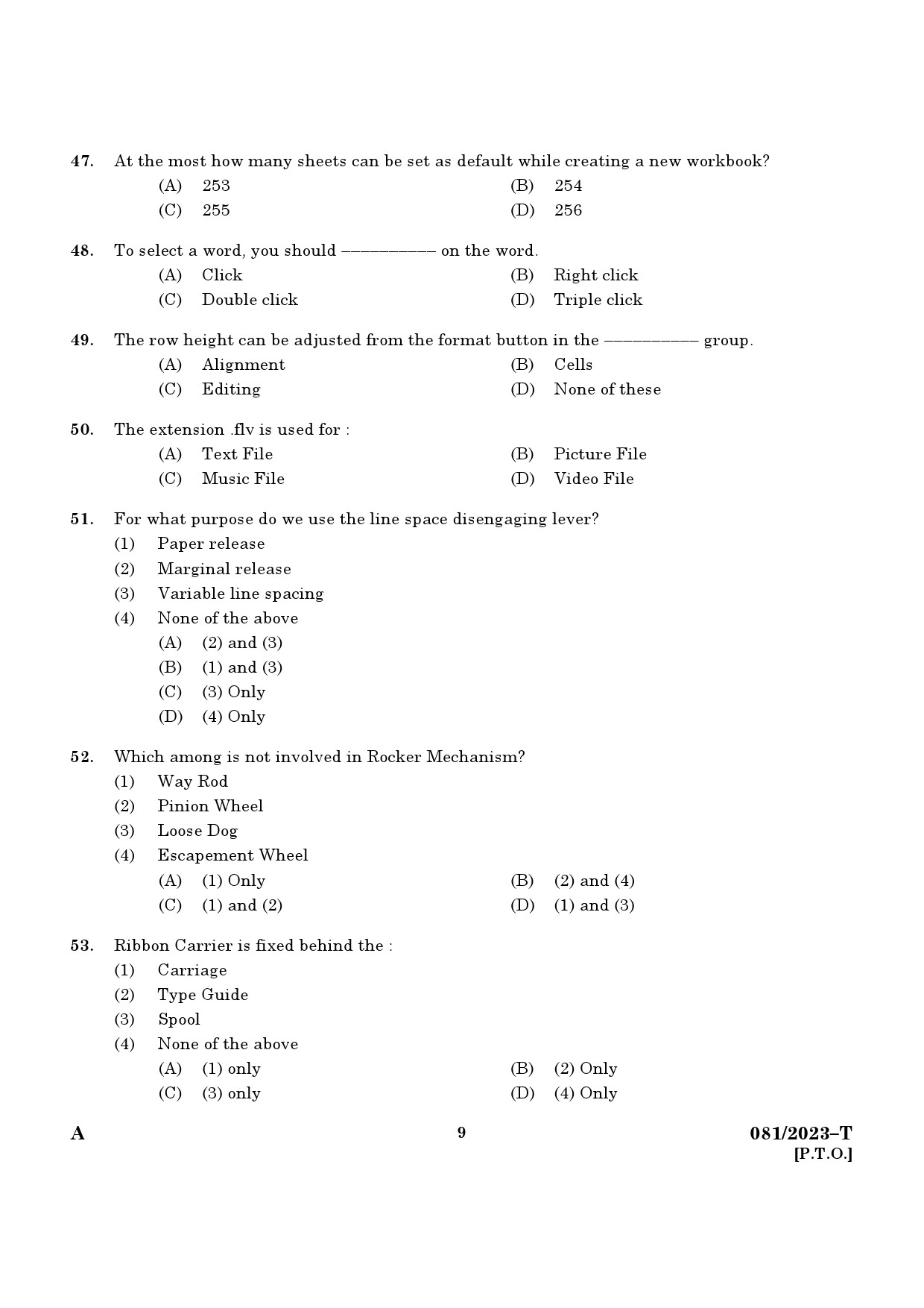 KPSC Clerk Typist Tamil Exam 2023 Code 0812023 T 7