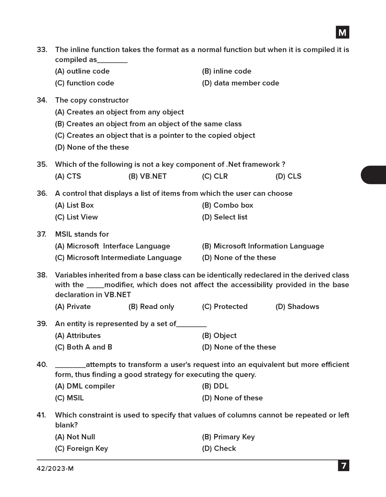 KPSC Junior Typist Clerk Malayalam Exam 2023 Code 422023 M 6