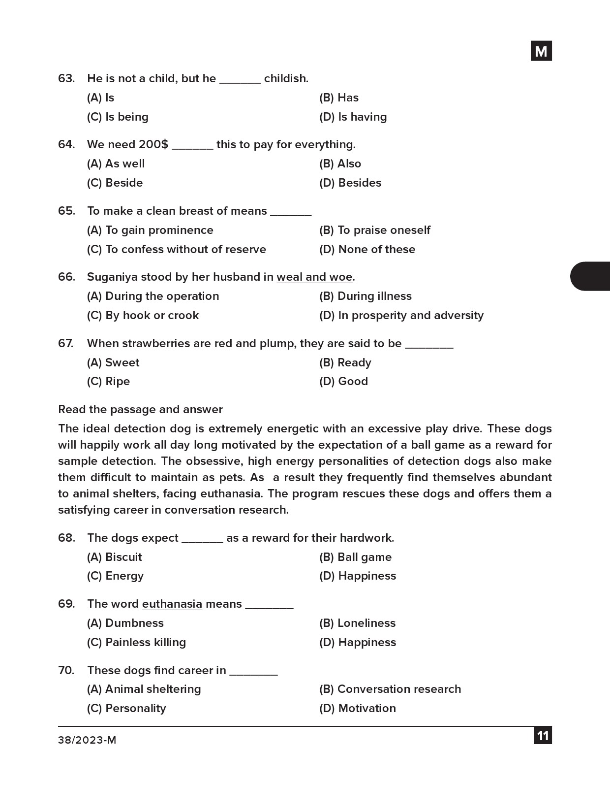 KPSC Junior Typist Malayalam Exam 2023 Code 0382023 M 10