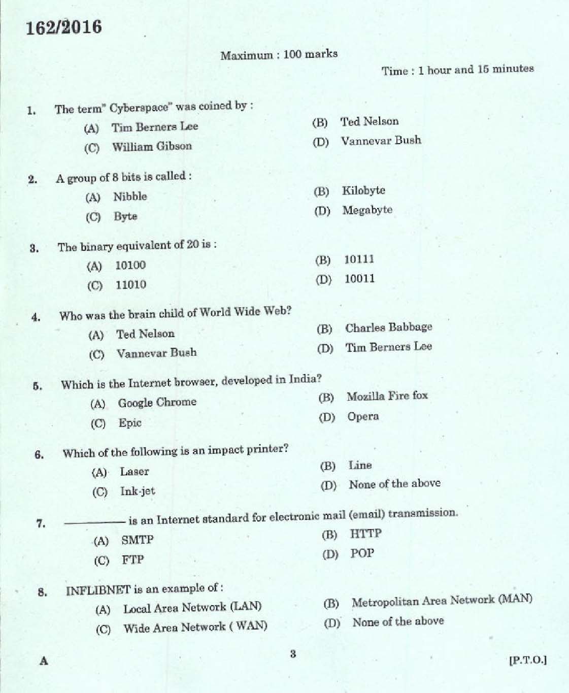 Kerala PSC Librarian Grade IV Exam Question Code 1622016 1