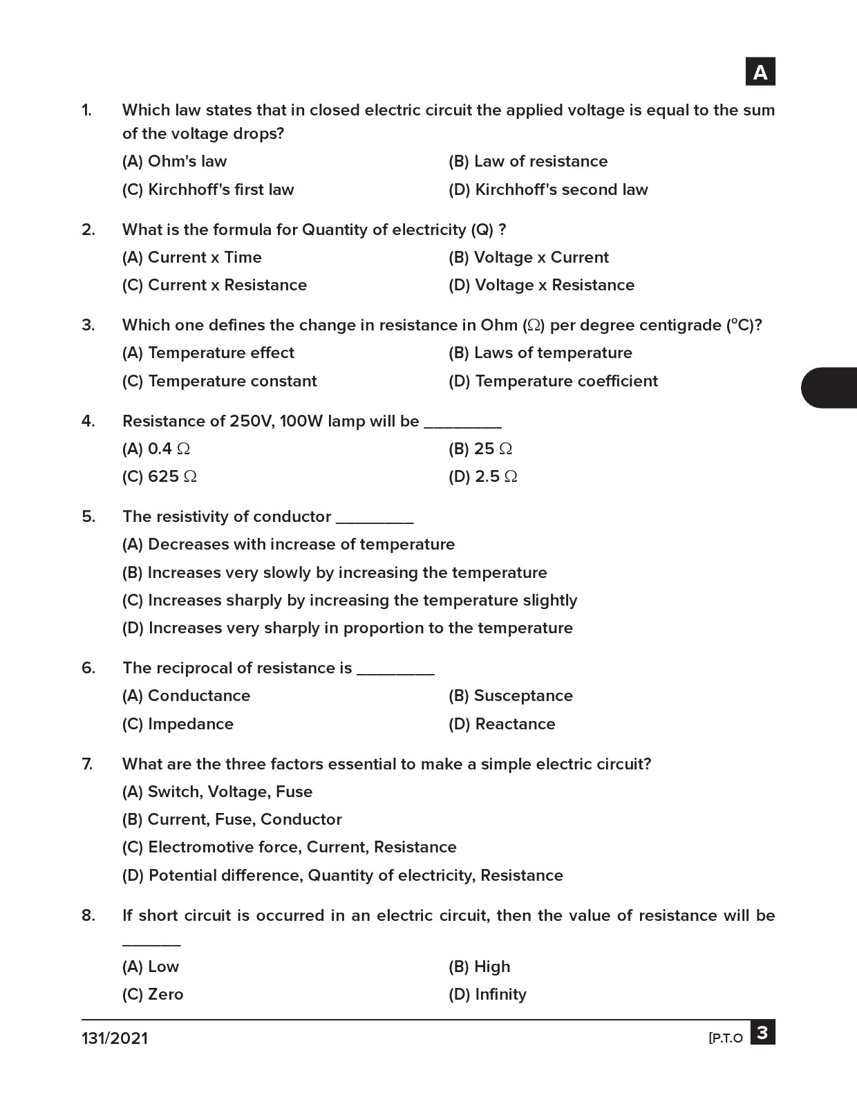 KPSC Lineman Exam 2021 Code 1312021 2