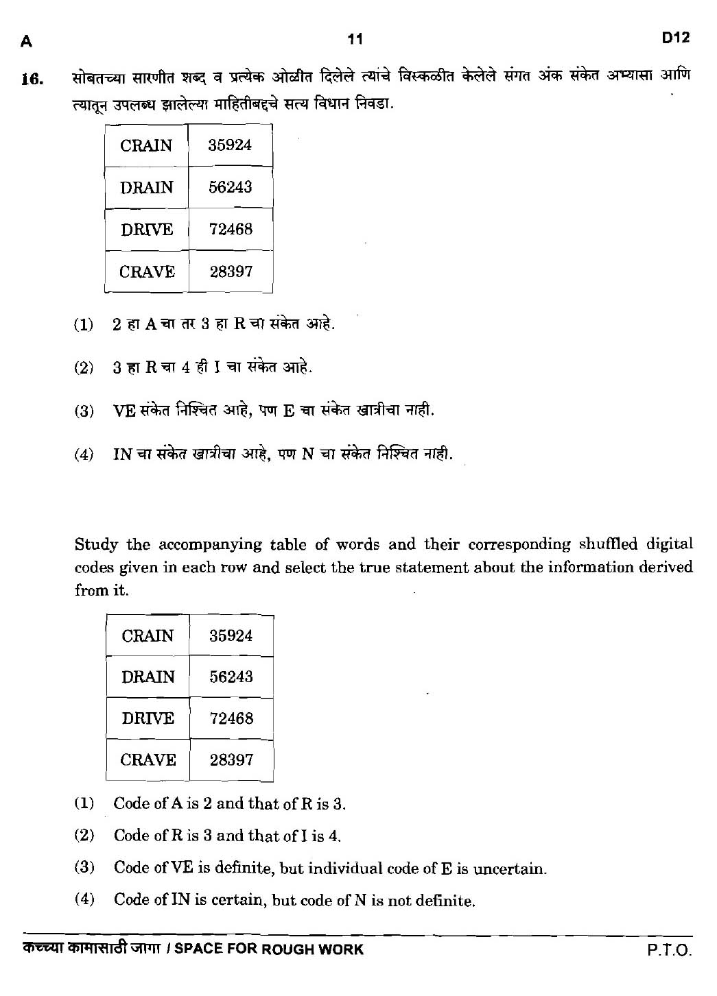 Maharashtra PSC Clerk Typist Main Exam Question Paper 2018 10