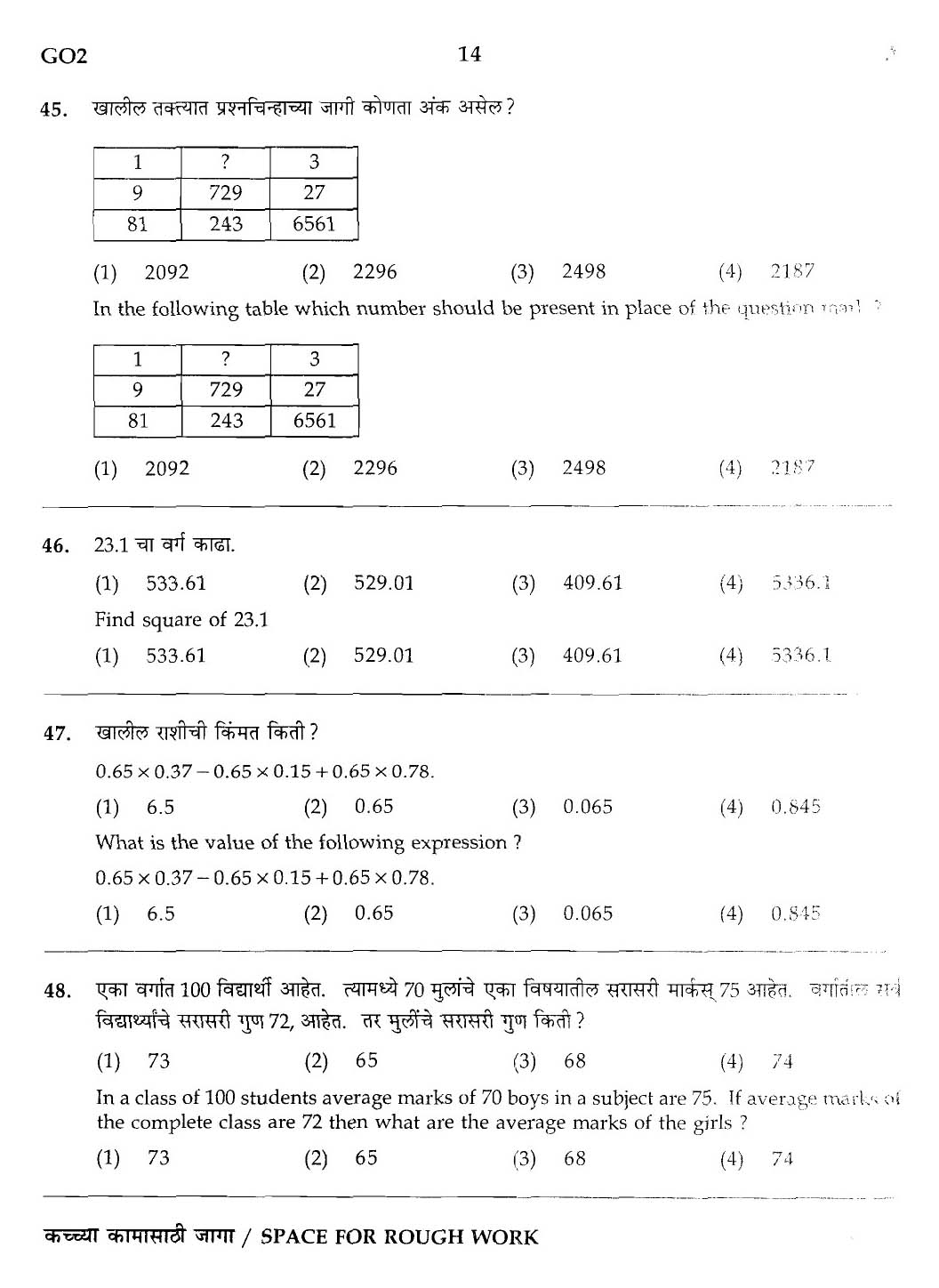Maharashtra PSC Superintendent Clerical Grade B Exam Question Paper 2013 13