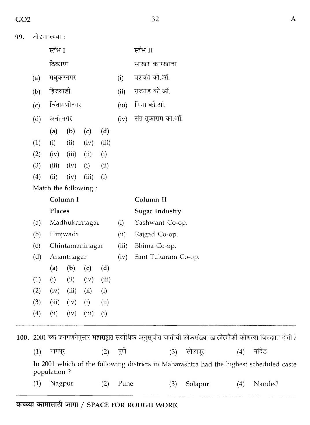 Maharashtra PSC Superintendent Clerical Grade B Exam Question Paper 2013 31