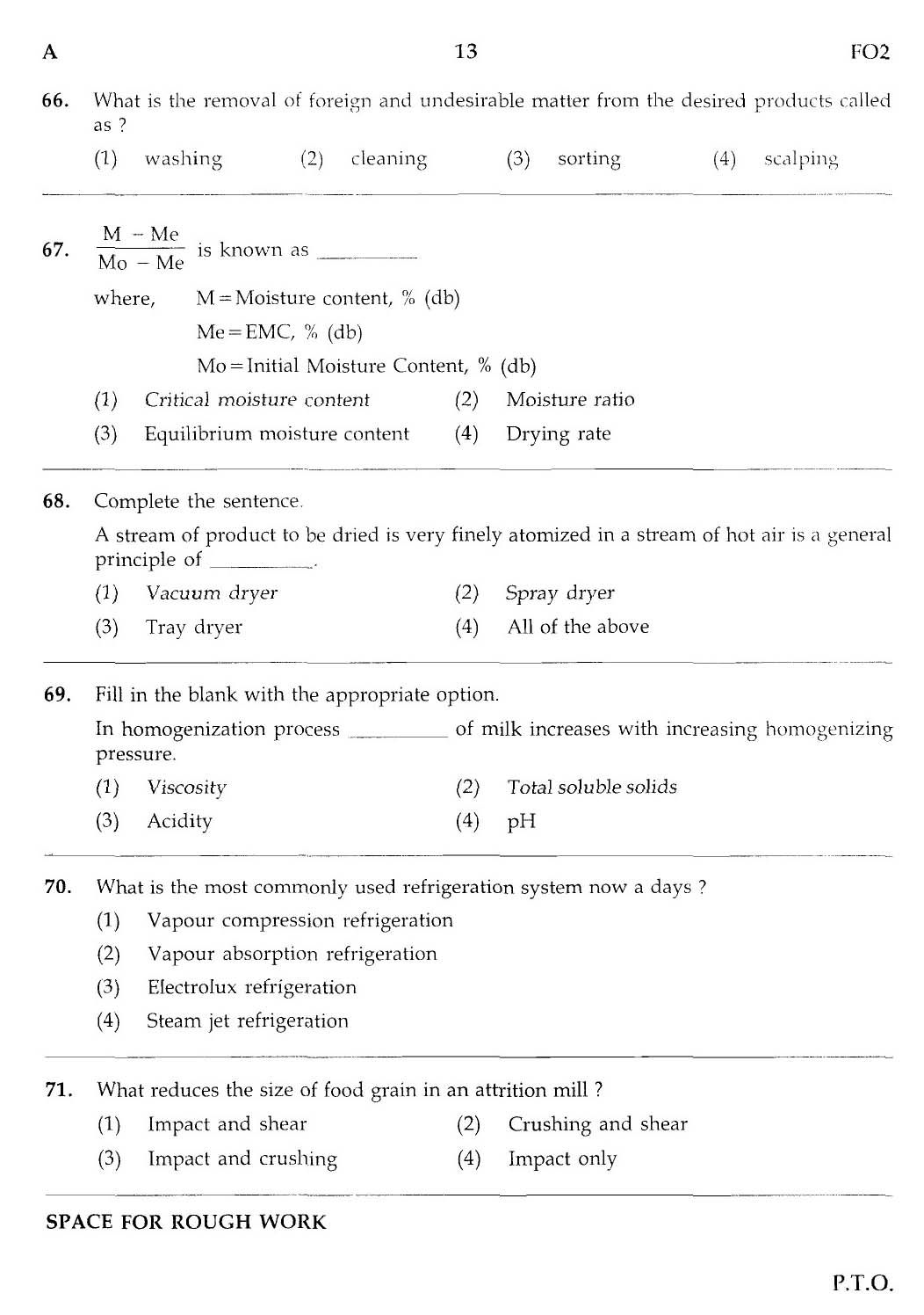MPSC Agricultural Services Main Exam 2012 Question Paper Agricultural Engineering 12
