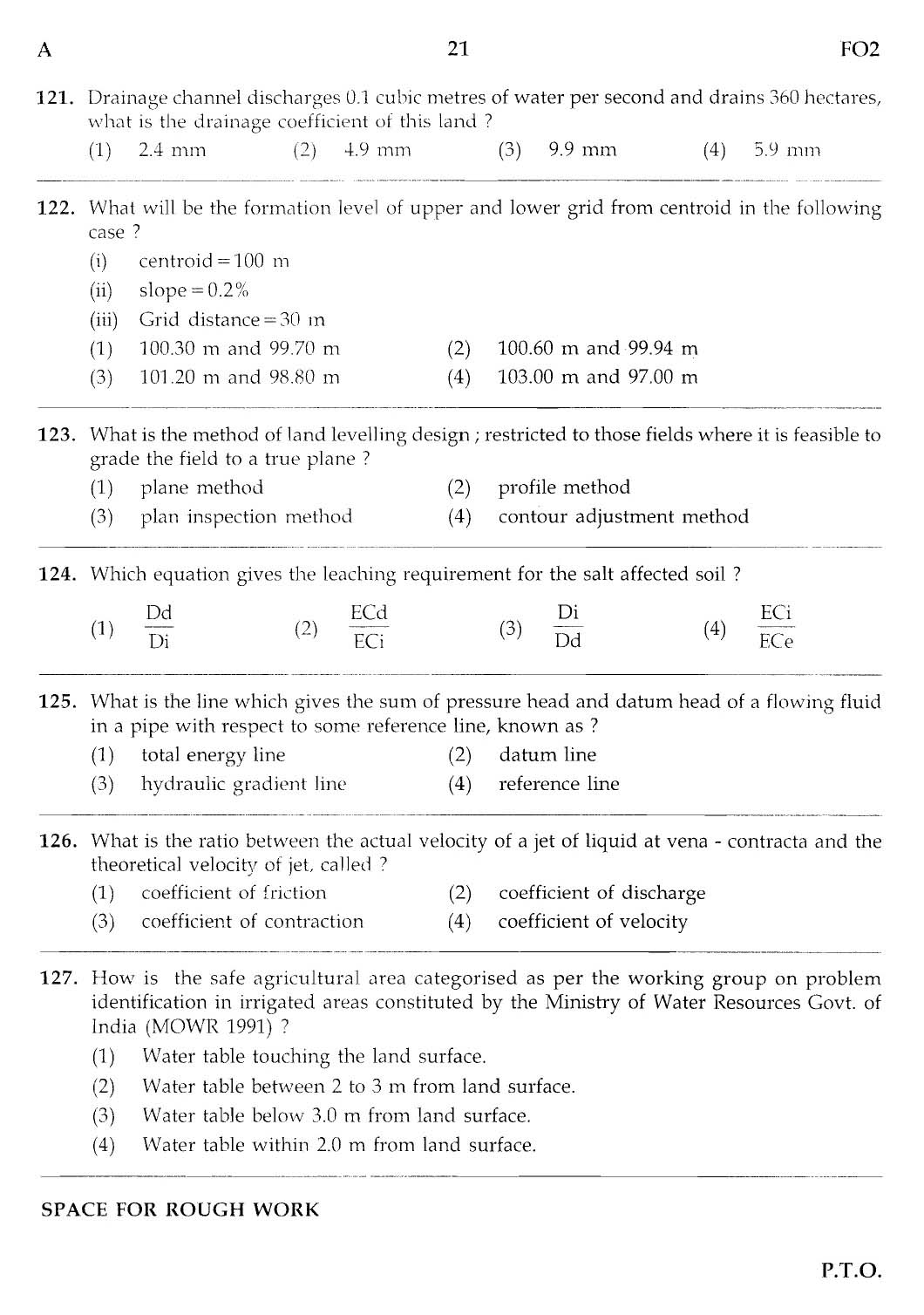 MPSC Agricultural Services Main Exam 2012 Question Paper Agricultural Engineering 20