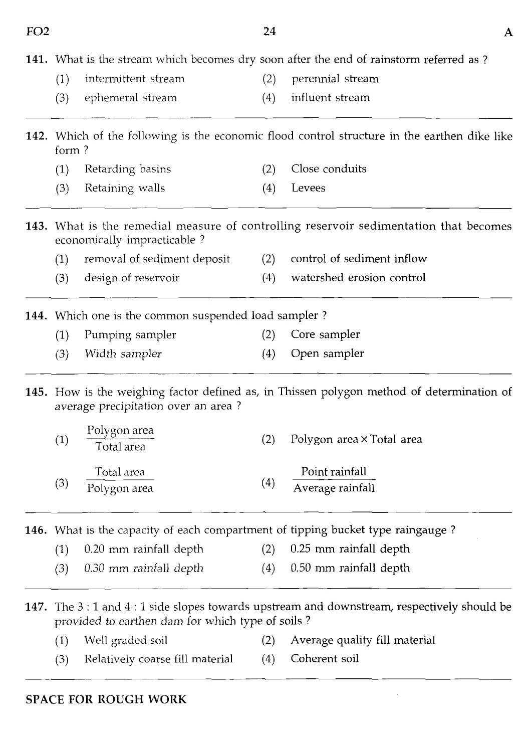 MPSC Agricultural Services Main Exam 2012 Question Paper Agricultural Engineering 23