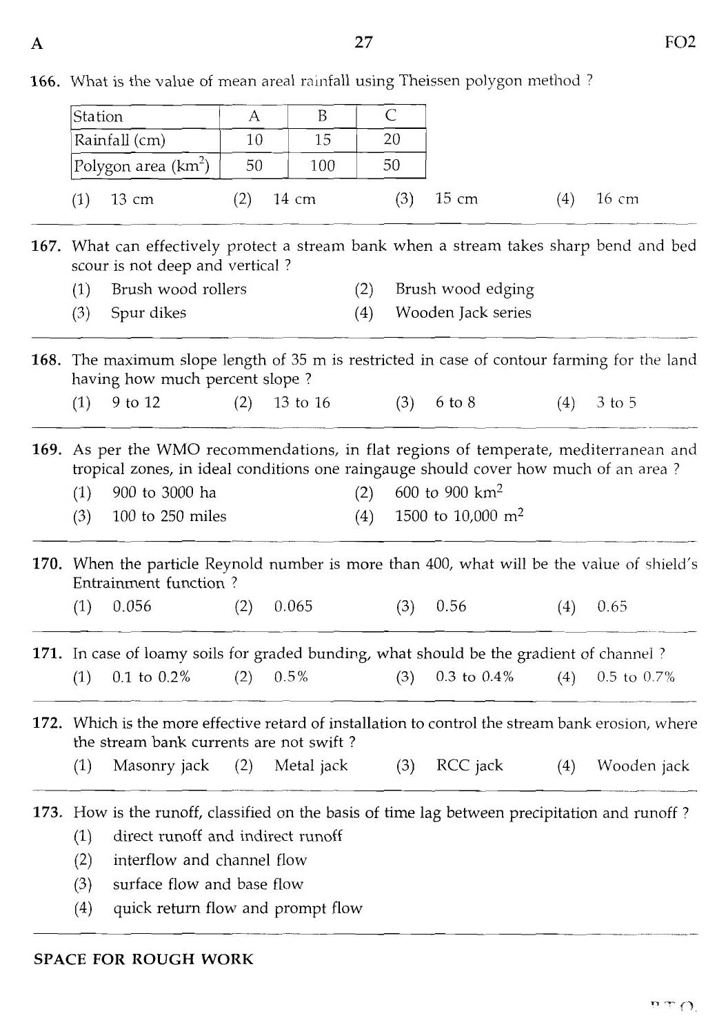 MPSC Agricultural Services Main Exam 2012 Question Paper Agricultural Engineering 26