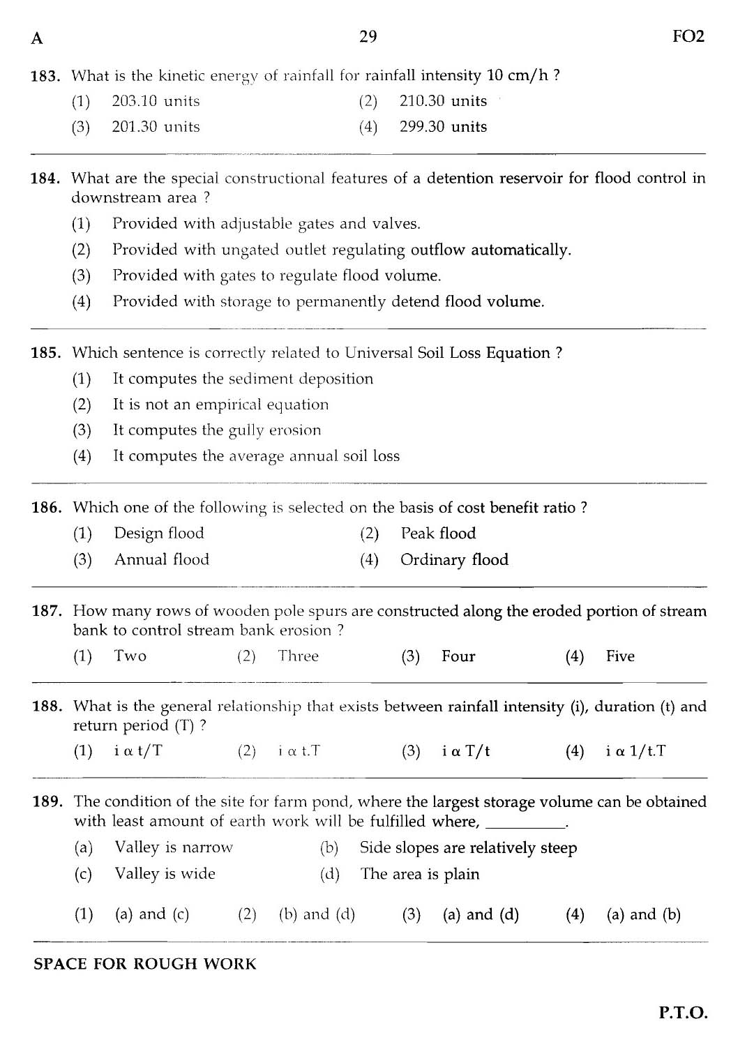 MPSC Agricultural Services Main Exam 2012 Question Paper Agricultural Engineering 28