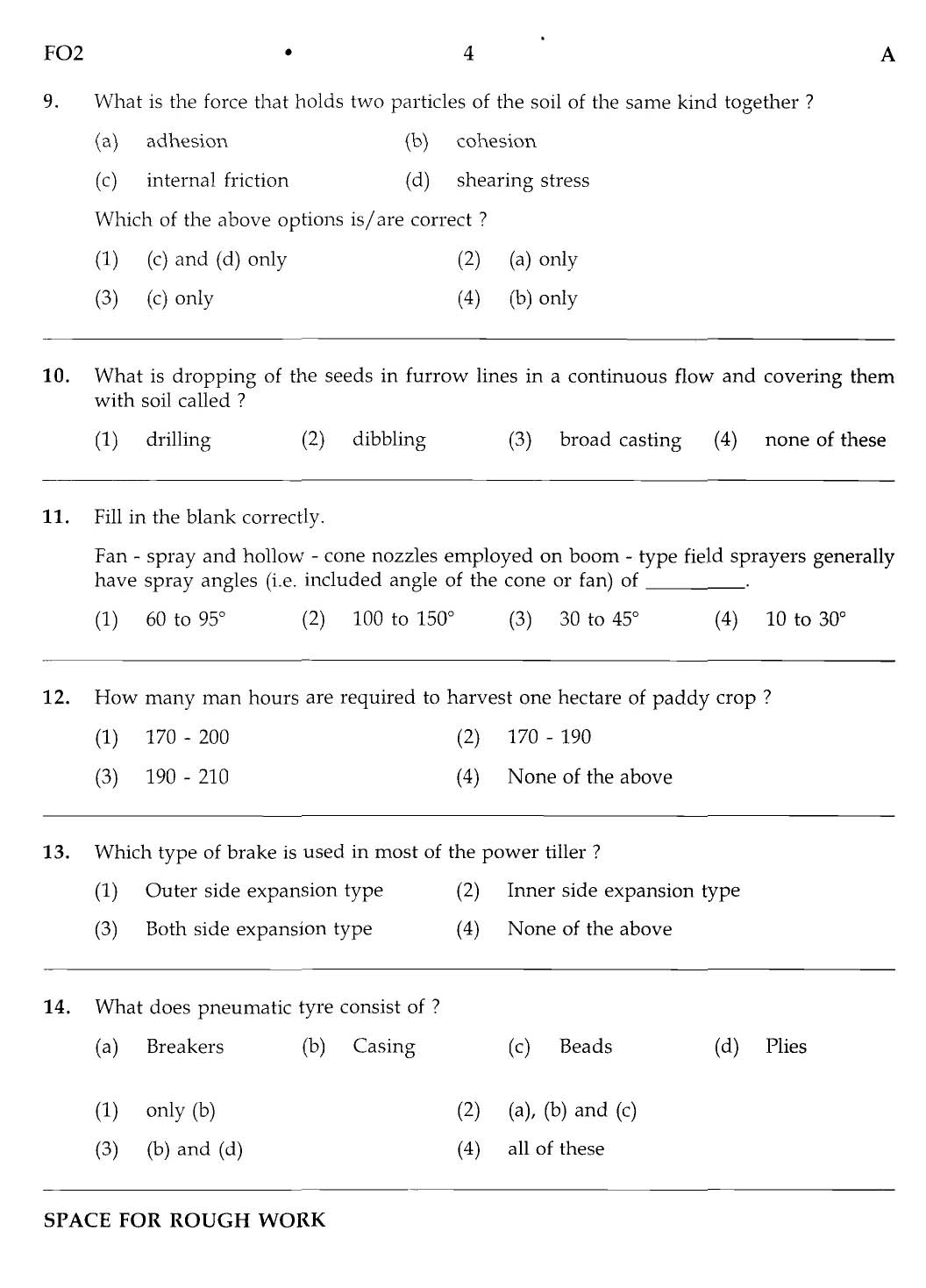 MPSC Agricultural Services Main Exam 2012 Question Paper Agricultural Engineering 3